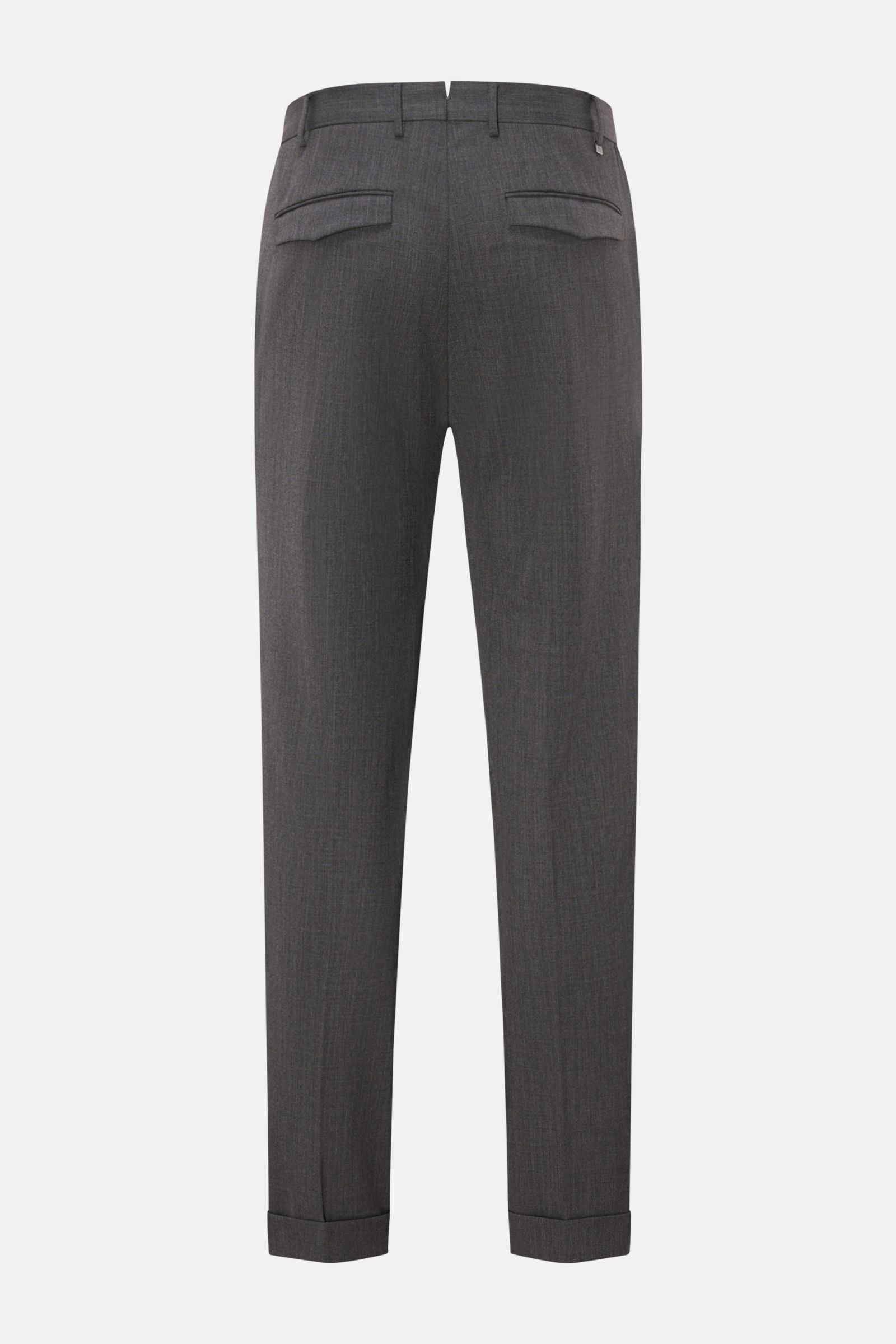 PT Torino Wollhose 'Master Fit' dunkelgrau meliert von hinten, knöchellang, Tapered Fit, Schurwoll-Twill mit fixiertem Saumaufschlag.