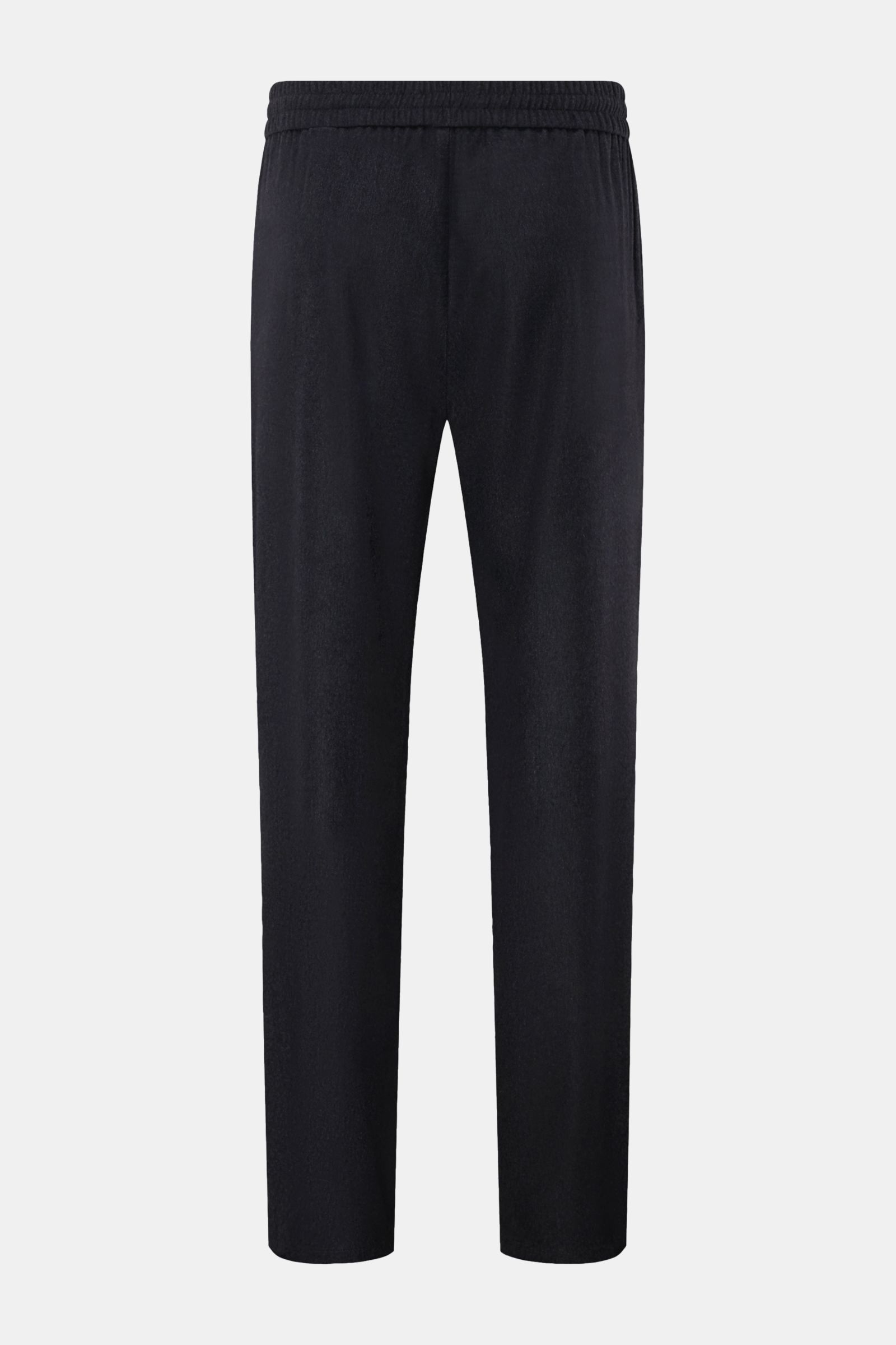 Colombo Fleece-Jogpants beige meliert shown from the front, made of silk and cashmere fleece, regular fit, straight cut, elastic waistband with leather drawstring bands, faux fly, French pockets, very soft touch, designed for full comfort.