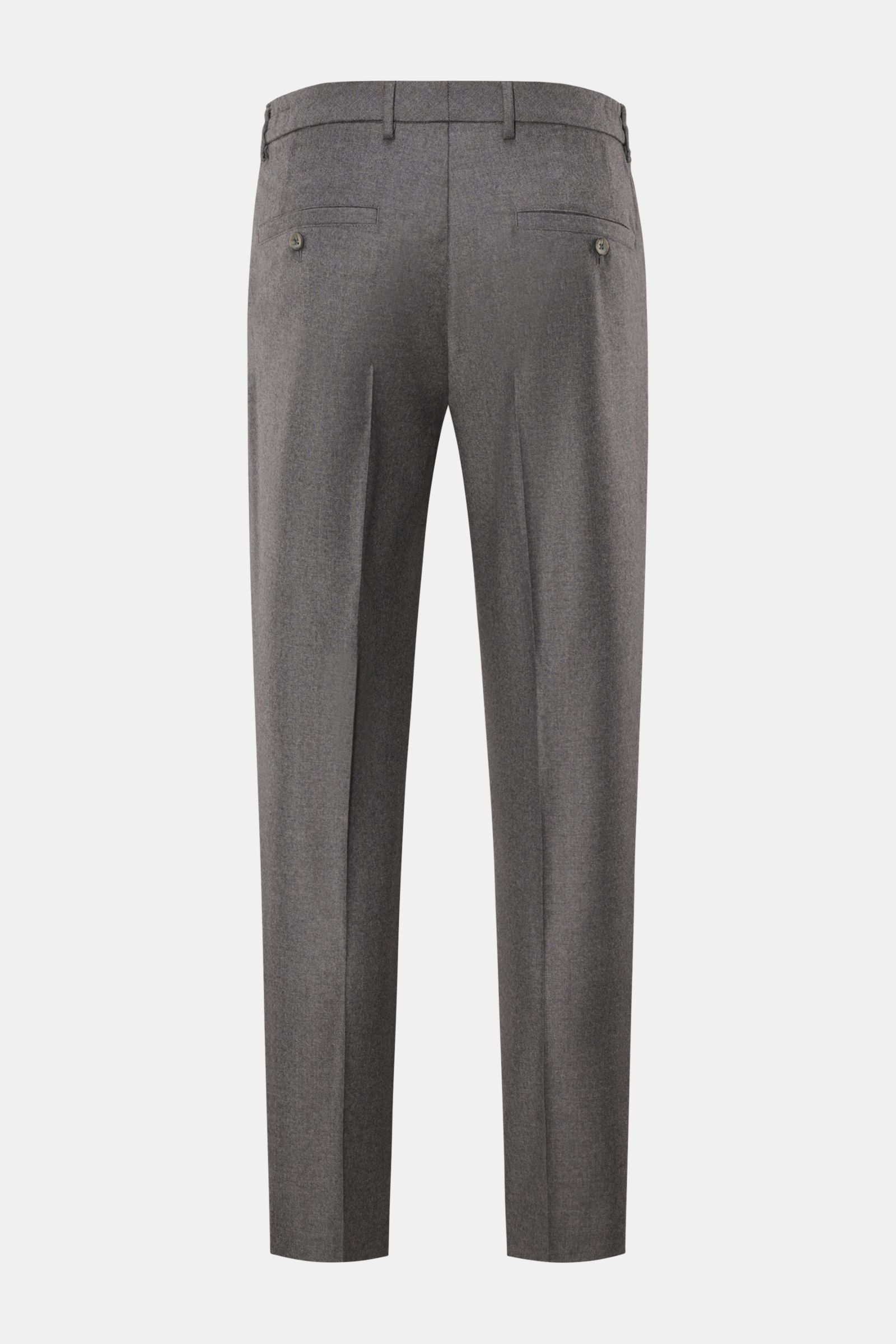 GTA Woll-Jogpants 'Dennis' dunkelgrau meliert, knöchellang, sehr schmal zulaufend mit Reißverschluss, Bundknopf, französischen Taschen, Rückansicht.