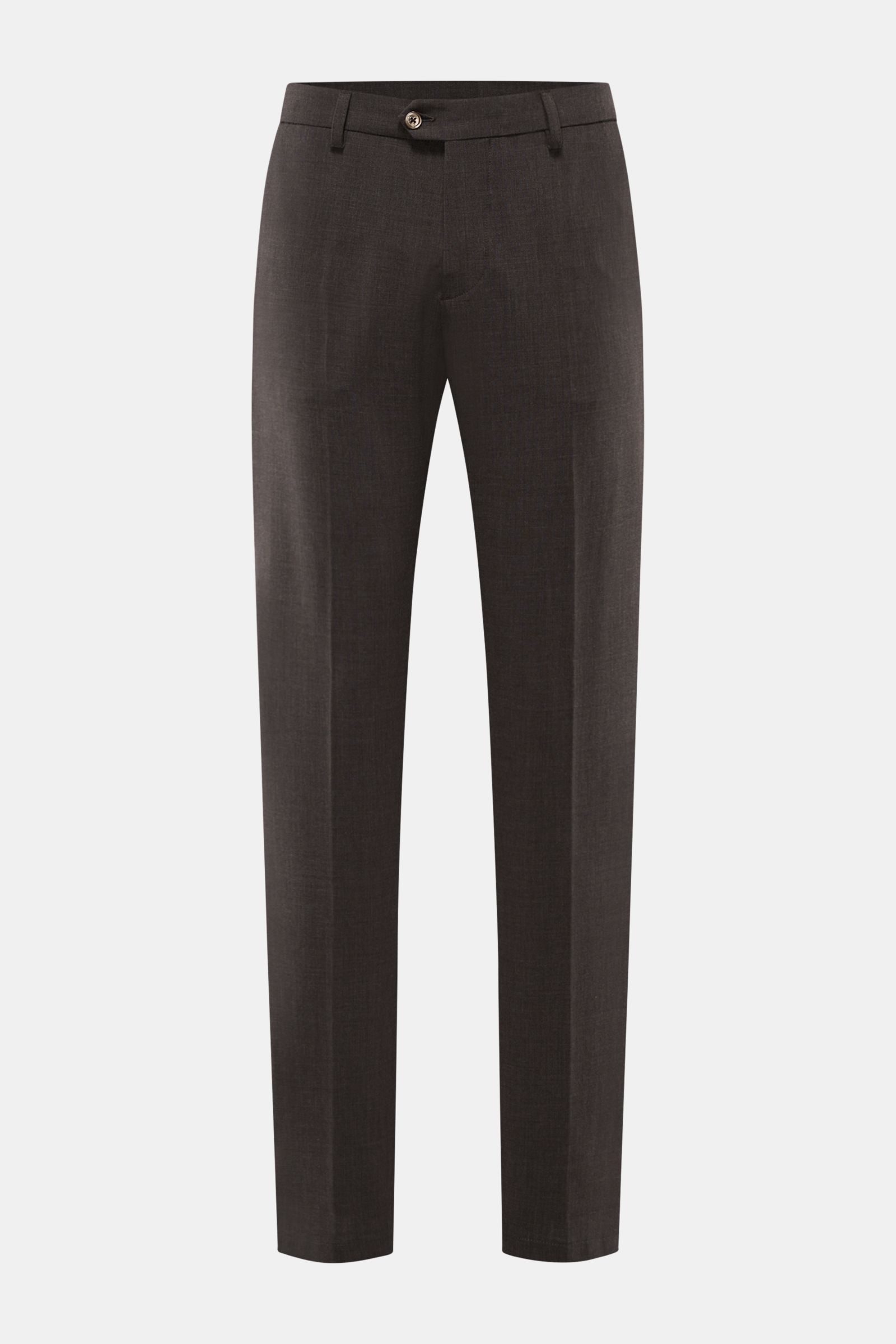 Marco Pescarolo Wollhose 'Evo' graubraun meliert, Frontansicht, Regular Fit, elastische Wolle, weicher Griff, teilelastischer Bund, Reißverschluss, Taschen.