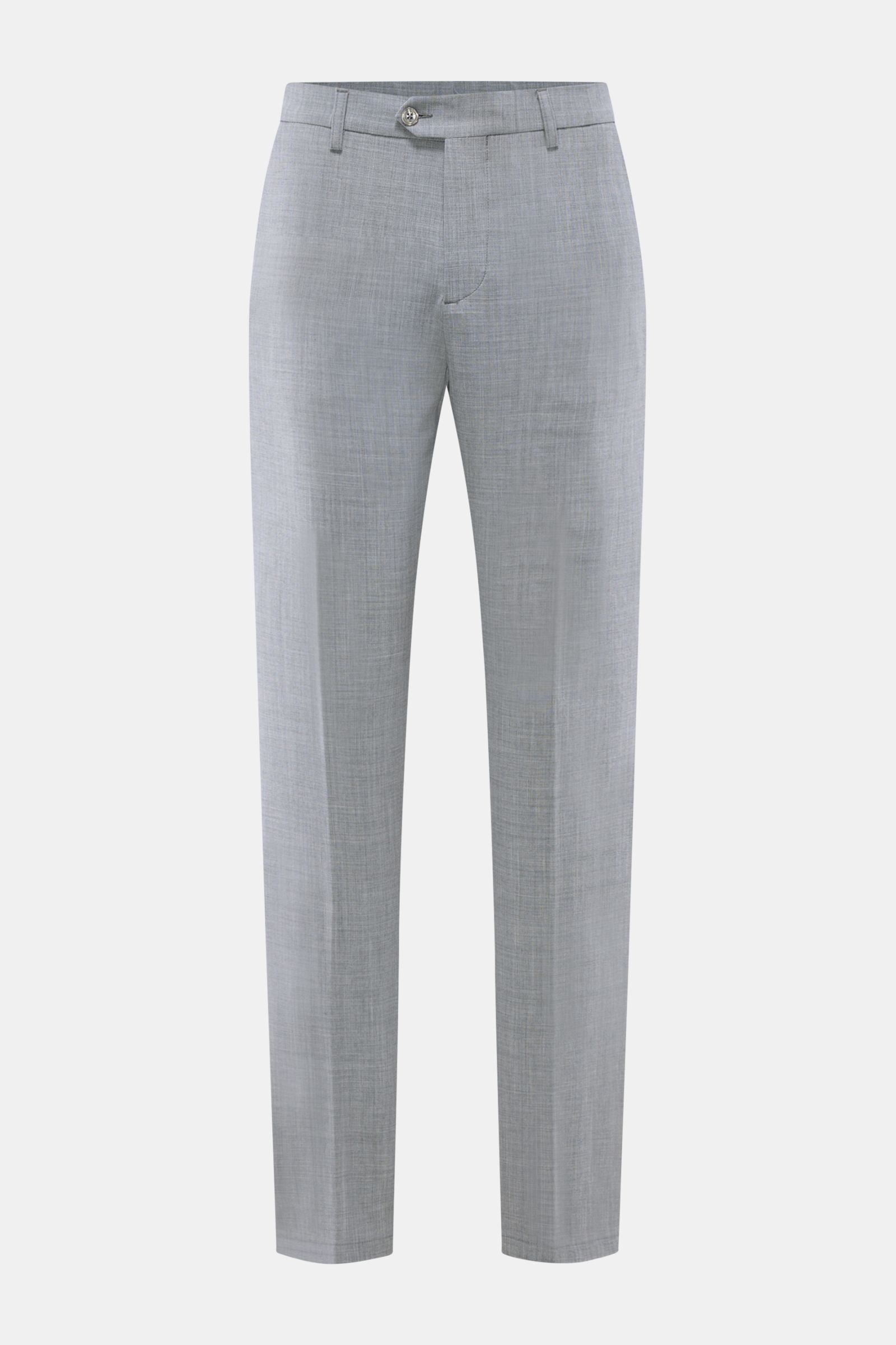 Marco Pescarolo Wollhose 'Evo' grau meliert, frontale Ansicht, aus elastischer, weicher Wolle mit teilelastischem Bund, Regular Fit.