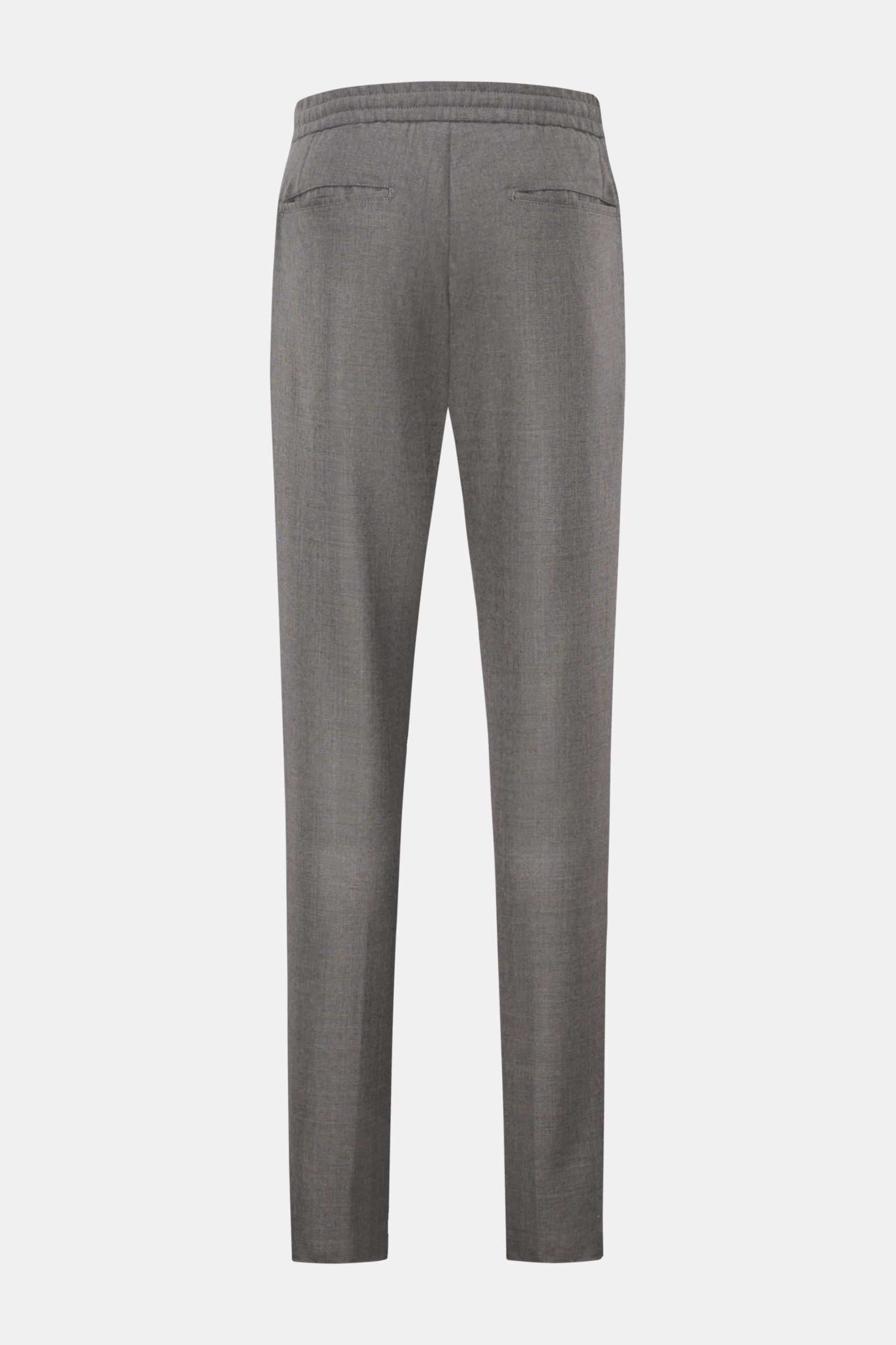 Marco Pescarolo Woll-Jogpants 'Chiaia' dunkelgrau meliert, Rückansicht, Regular Fit, reine Schurwolle, elastischer Bund, paspelierte Taschen.