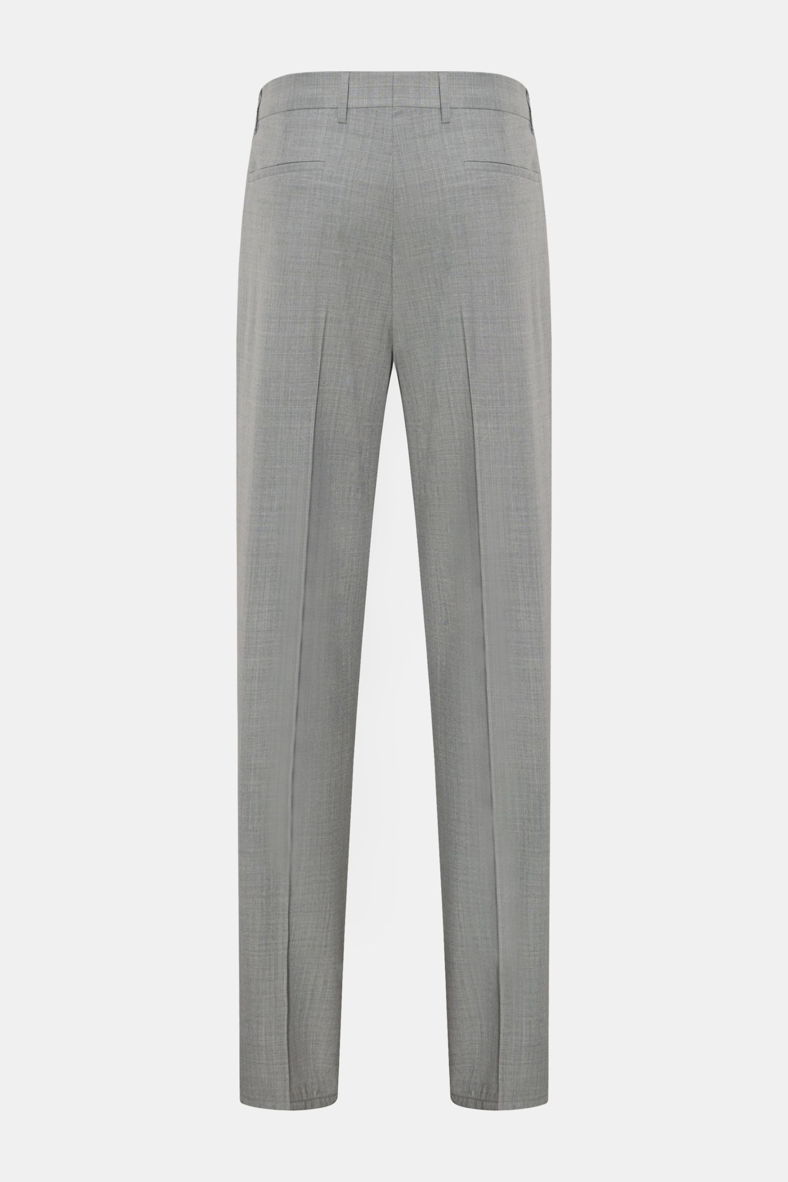 Rear view of Brunello Cucinelli Wollhose grau meliert, a slim, regular fit wool trouser with classic pleats, welt back pockets, and French front pockets.

Description: Ikonisches Essential in italienischer Luxusausführung: Die edle Wollhose mit klassis