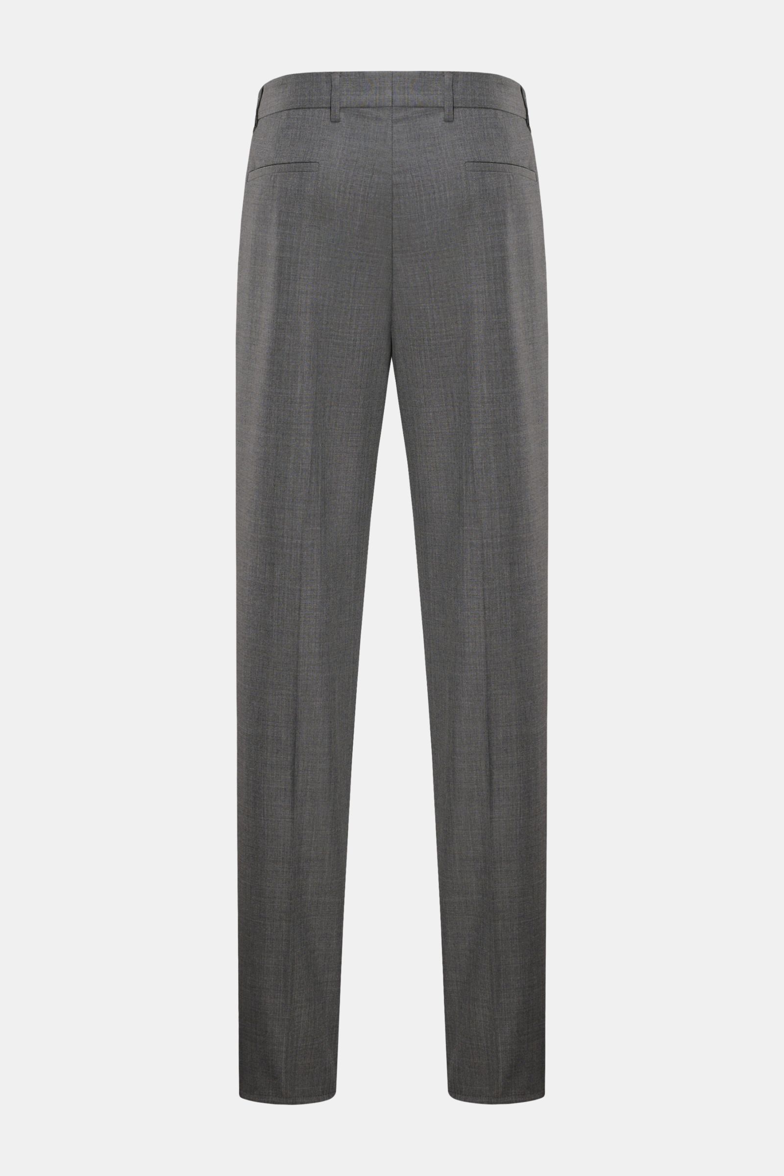 Brunello Cucinelli Wollhose dunkelgrau meliert shown from the back in a straight, slim fit with classic pleat, made of pure virgin wool. 

Ikonisches Essential in italienischer Luxusausführung: Die edle Wollhose mit klassischer Bundfalte von BRUNELLO C