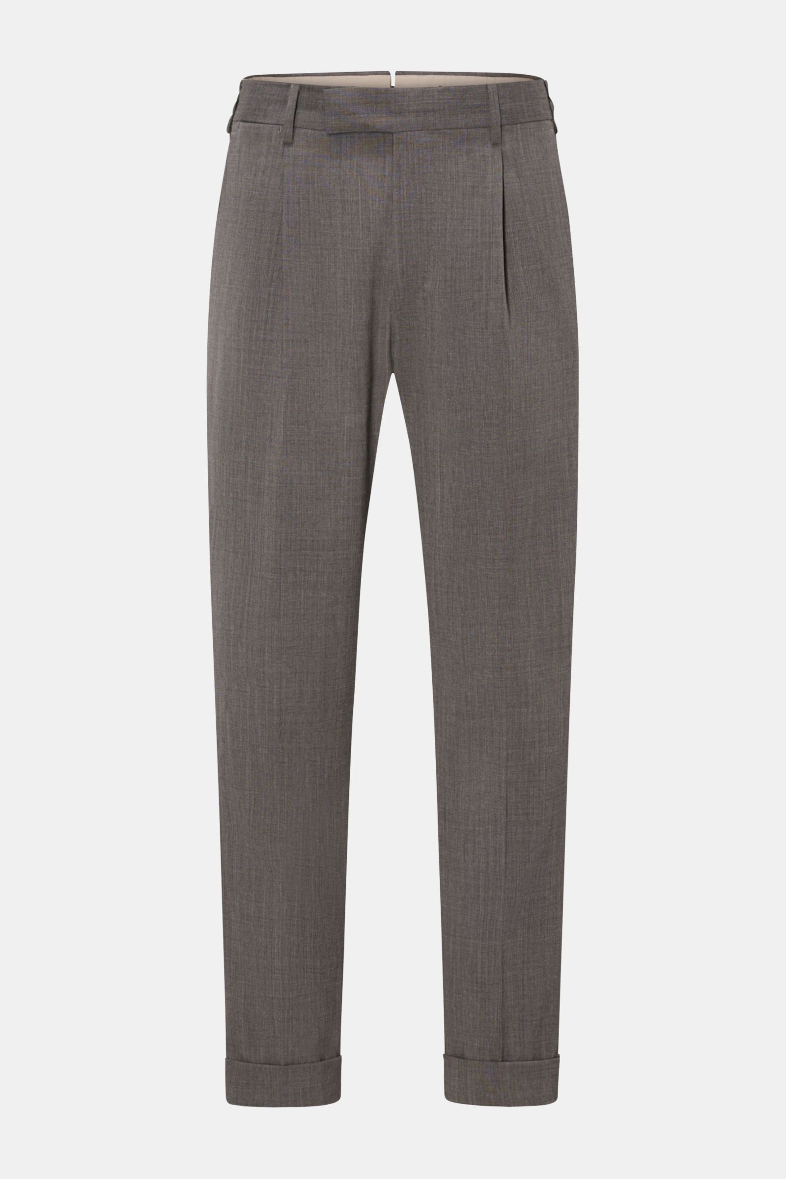 PT Torino Wollhose 'The Rebel' dunkelgrau meliert von vorne, knöchellang, mit leichter elastischer Schurwolle, Bundhaken, französischen Taschen und Saumaufschlag.