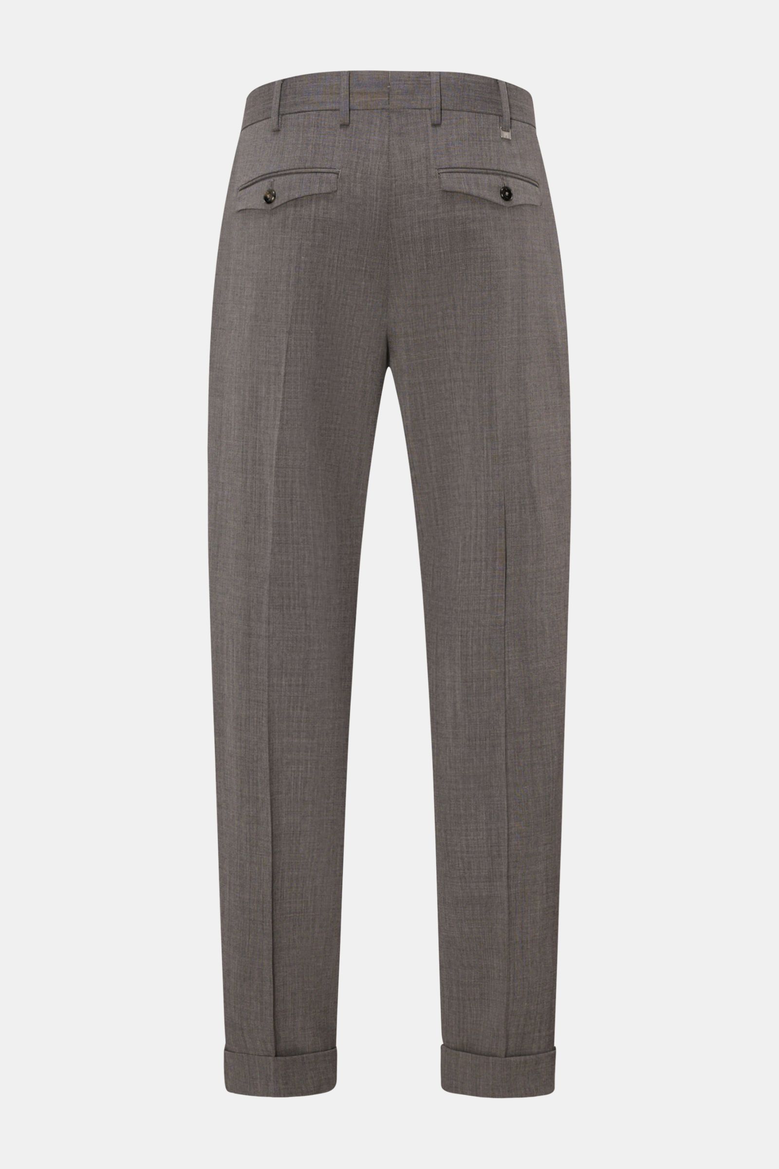 PT Torino Wollhose 'The Rebel' dunkelgrau meliert, Rückansicht, knöchellang mit französischen Taschen, Reißverschluss, Bundhaken, elastische Schurwolle.