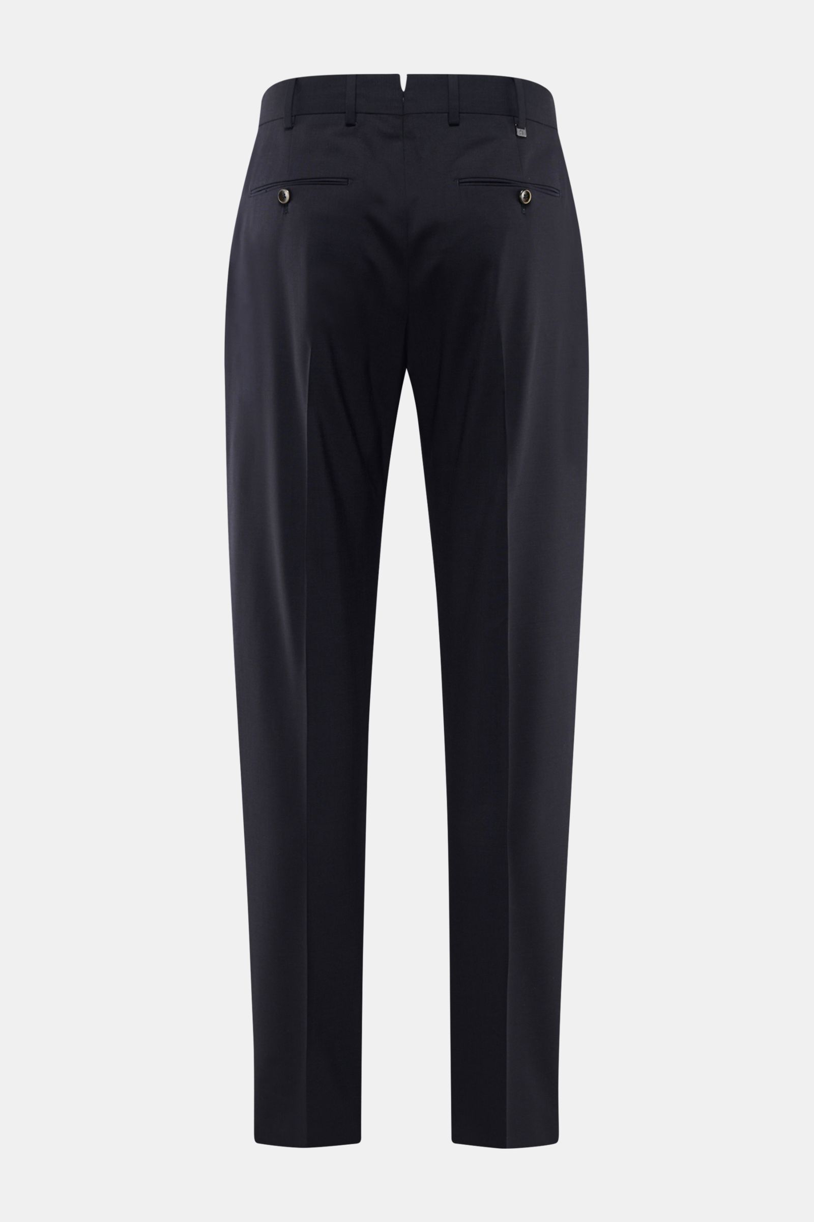 Rear view of PT Torino Wool trousers 'Union Fit' navy, showing jetted back pockets with buttons and fixed hem turn-up.

Description:  
The 'Union Fit' from trouser specialists PT TORINO is the perfect choice for the coming season. The lightweight fabri