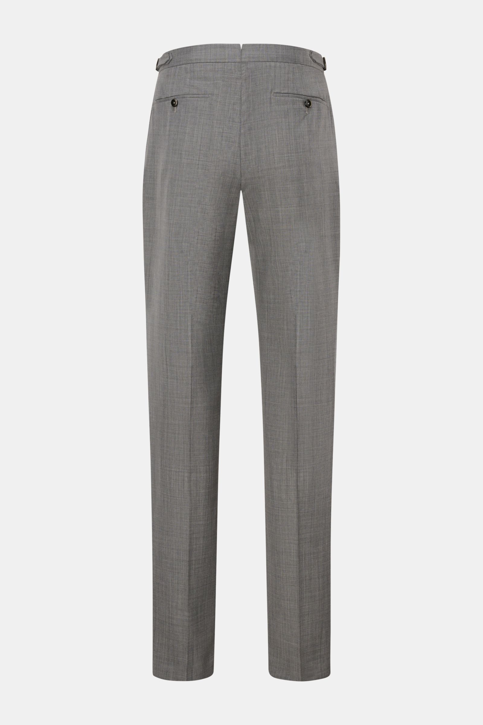 PT Torino Wool trousers 'Gentleman Fit' grey mottled shown from the back, slim fit, tapered cut, lightweight Super 130'S virgin wool fabric. For the exclusive trousers 'Gentleman Fit', PT TORINO has chosen virgin wool in lightweight Super 130'S fabric – a