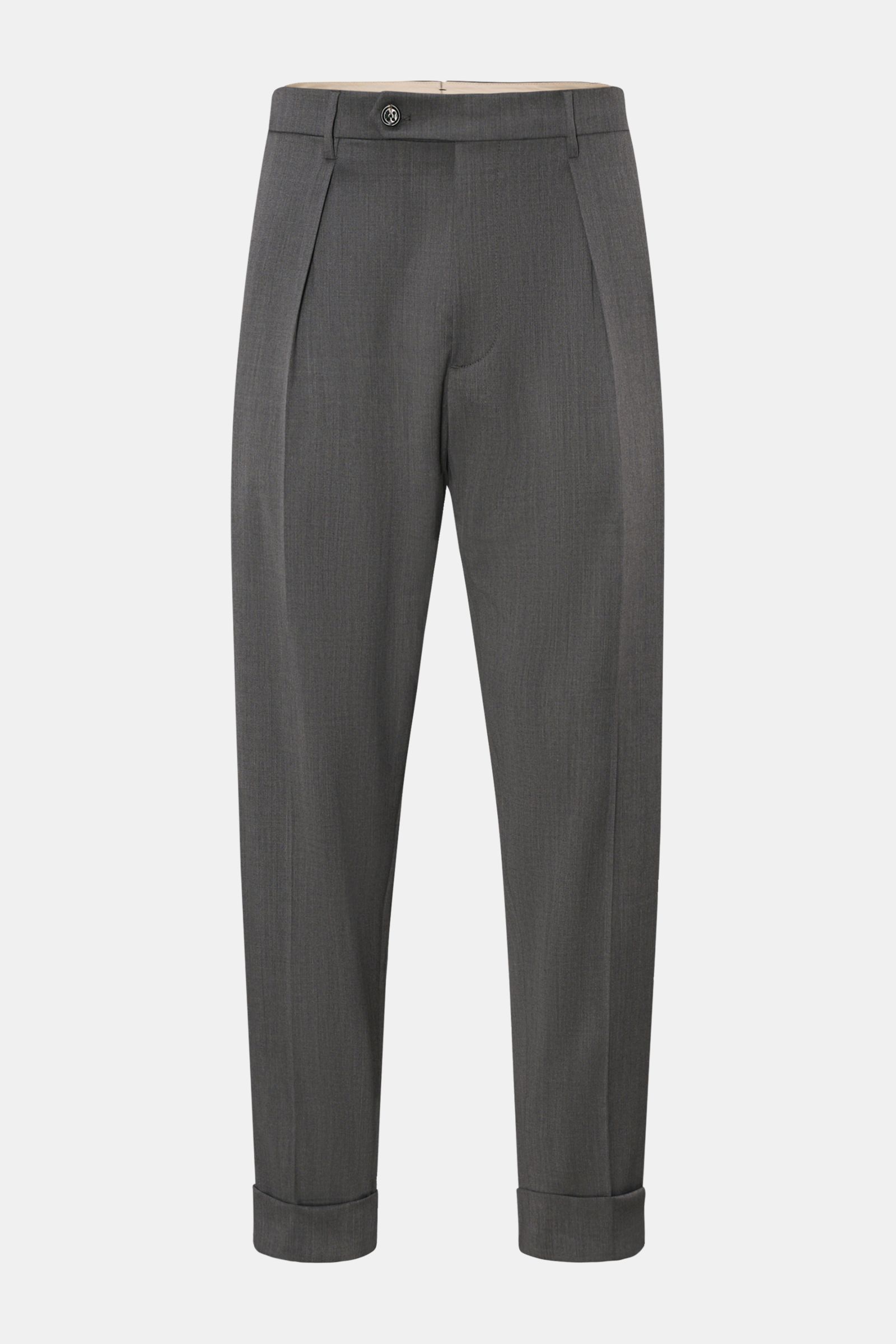 Berwich Wollhose 'Chiaia' grau meliert, knöchellang, sehr schmal zulaufend, Tapered Fit, aus leicht elastischer Schurwolle, Frontansicht.