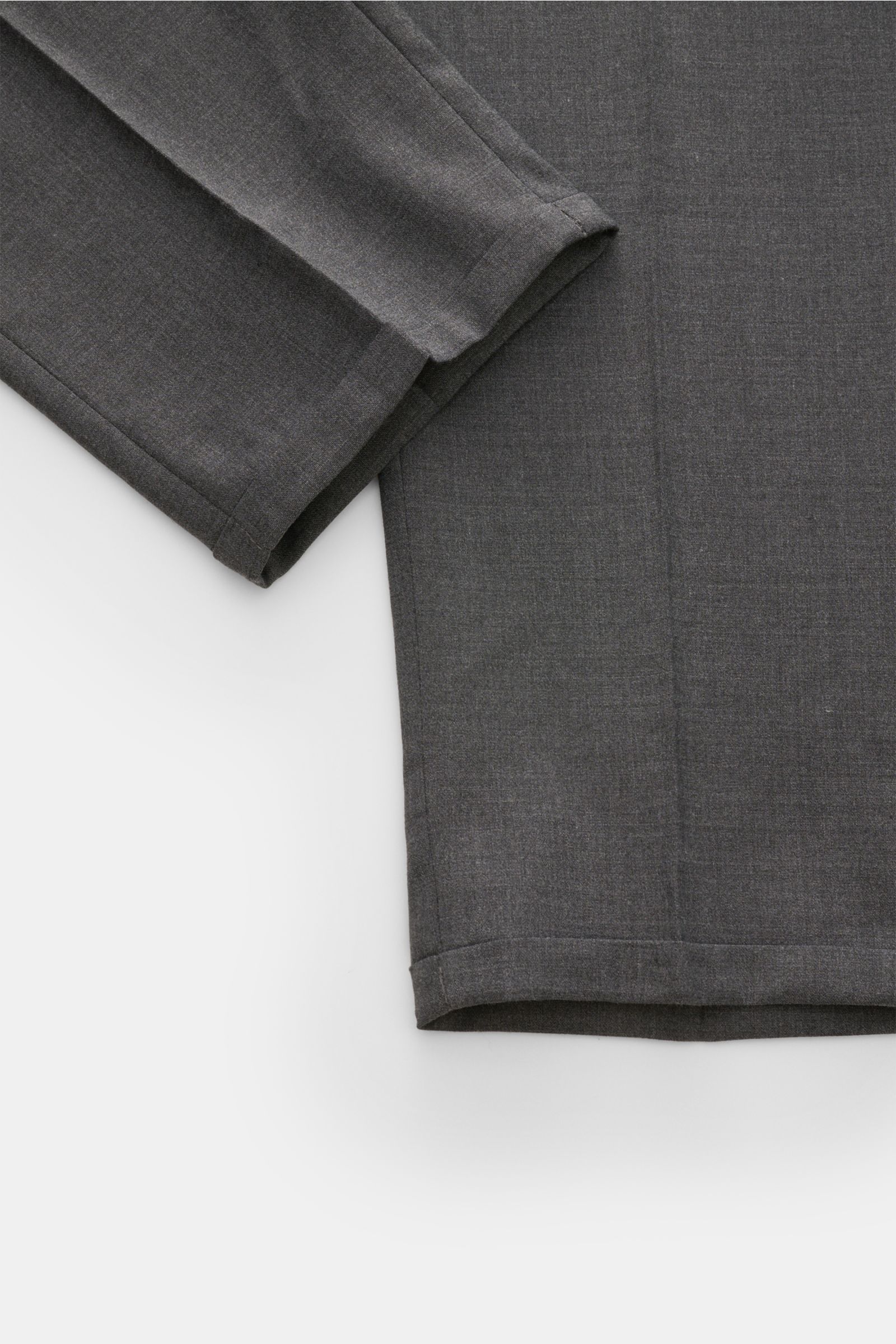 PT Torino Hose 'The Rebel' dunkelgrau meliert, knöchellang mit fixiertem Saumaufschlag, Woll-Microfaser-Mix, Rebel Fit, Frontansicht.