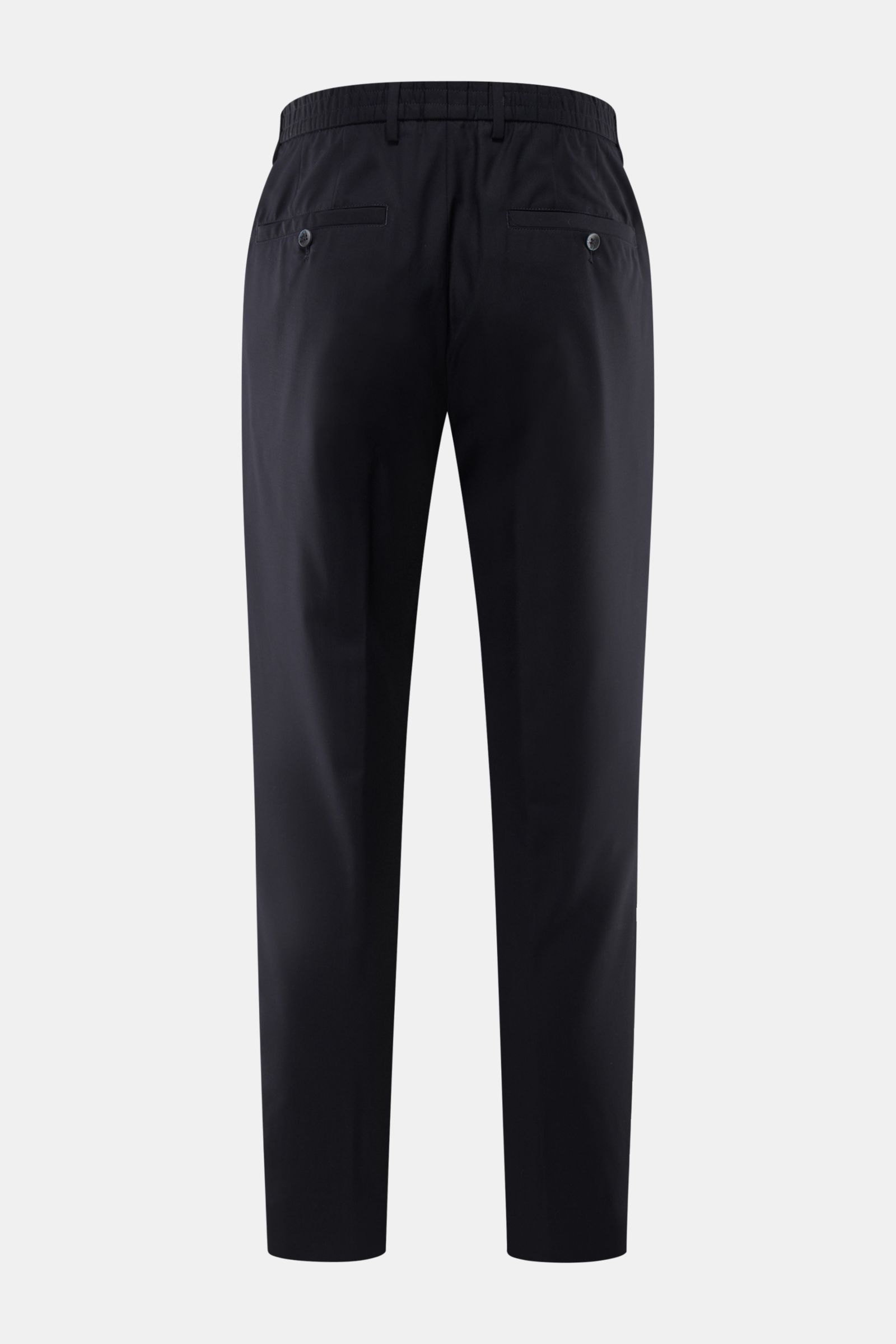 GTA Wollhose 'Davide' dark navy, Rückansicht, reine Schurwolle, Tapered Fit, französische Taschen, elastisches Innenband, verkürzte Beinlänge.