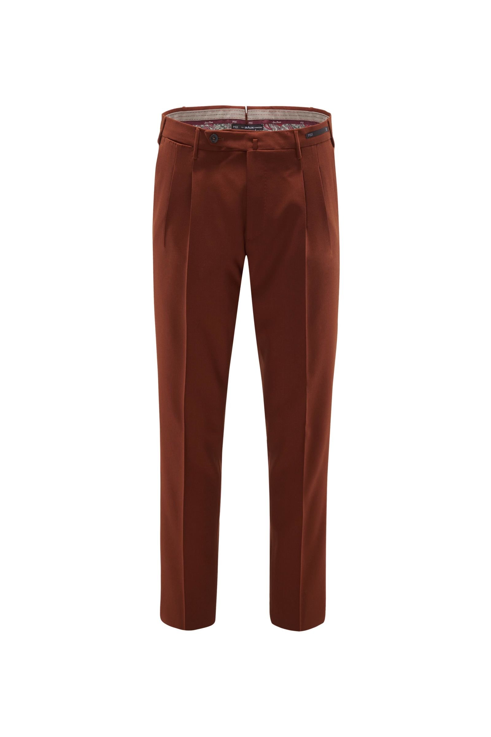Wool trousers 'Spice Route Preppy Fit' red-brown