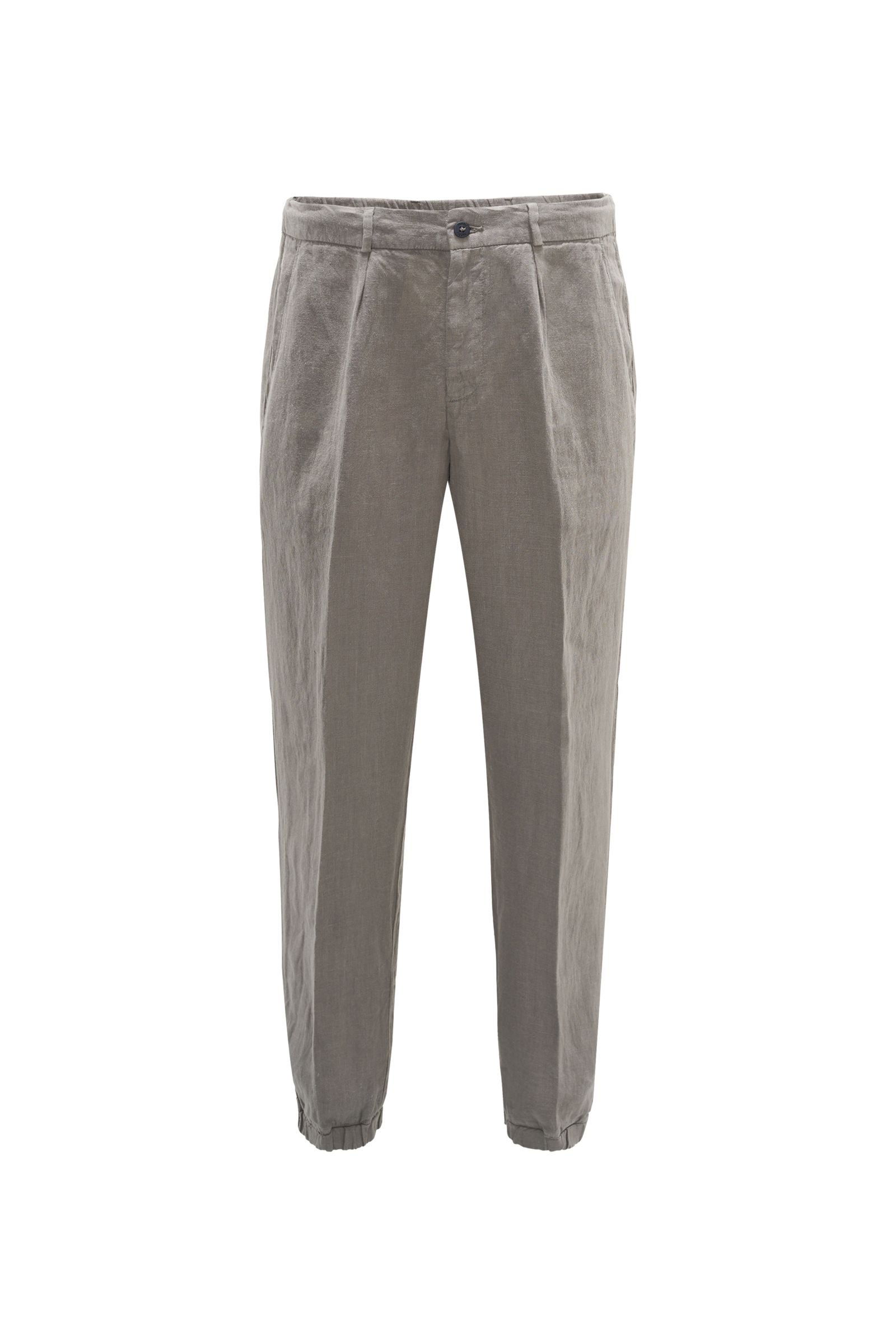 Linen jogger pants grey-brown