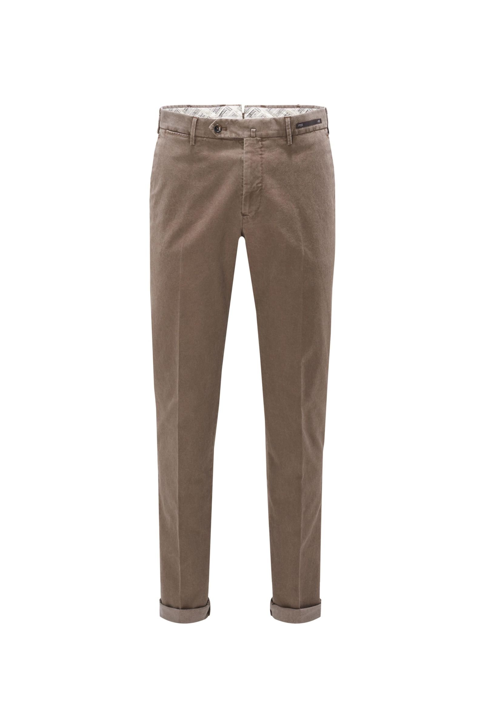 Cotton trousers 'Slim Fit' grey-brown