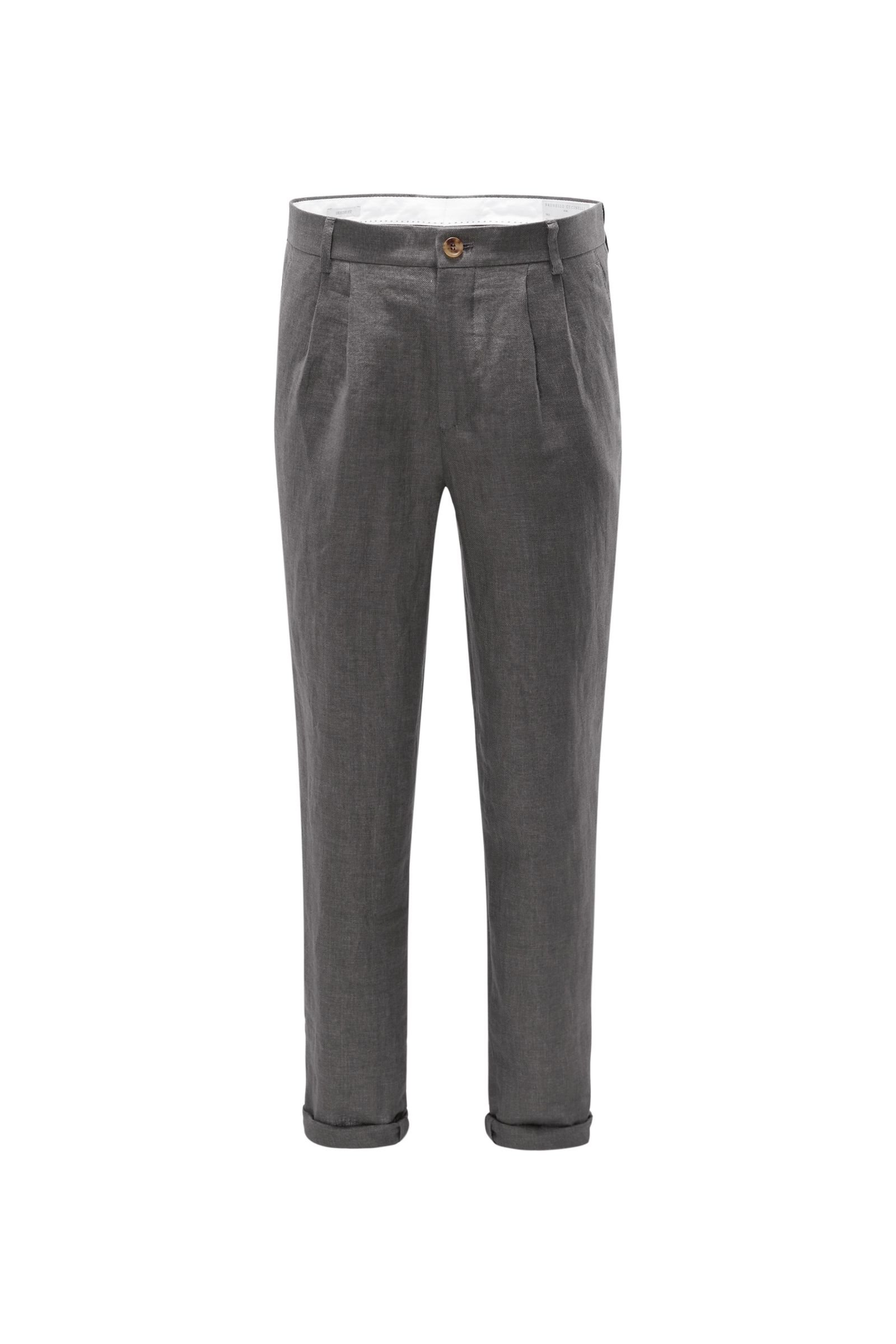 Linen trousers 'Leisure Fit' dark grey