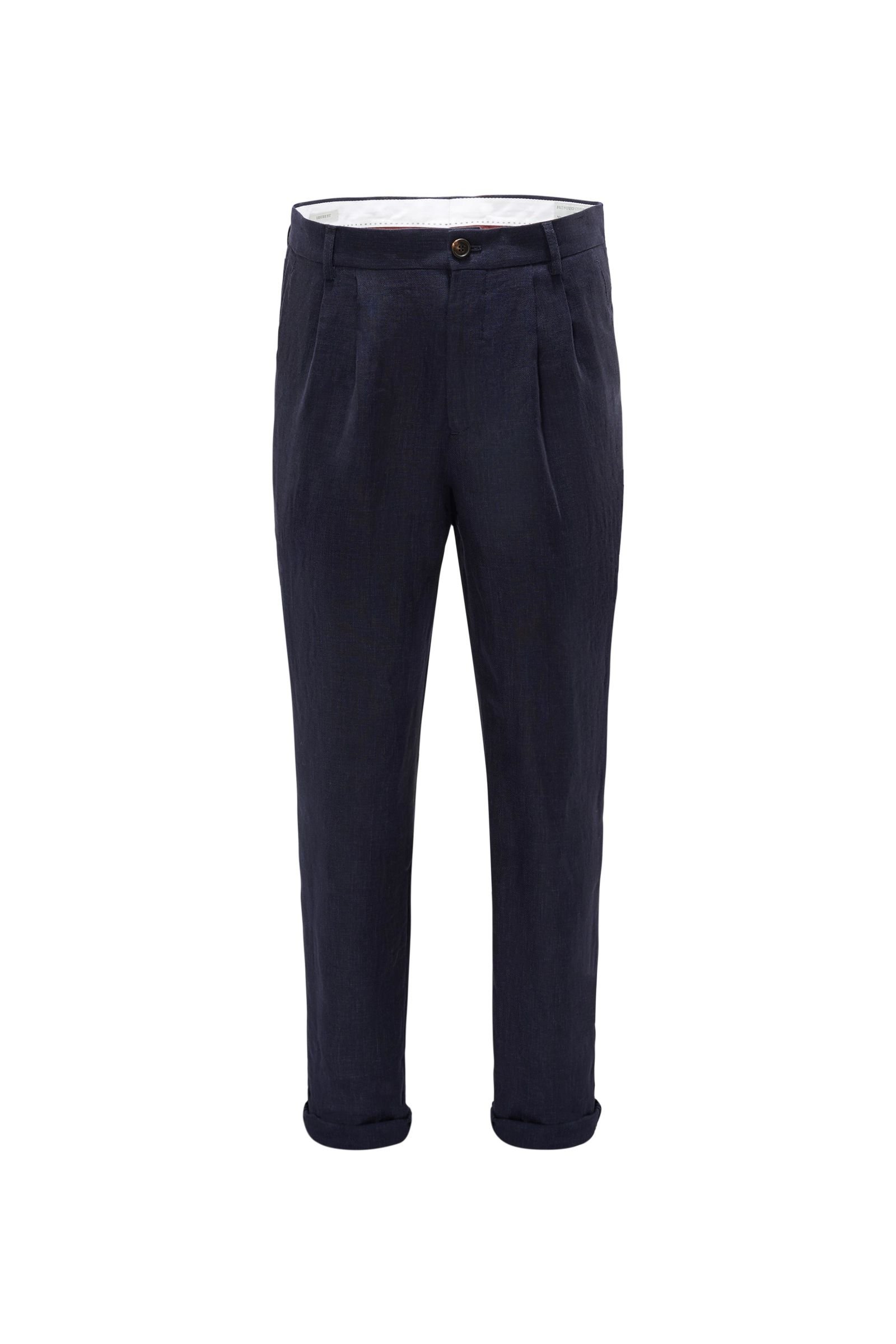 Linen trousers 'Leisure Fit' navy
