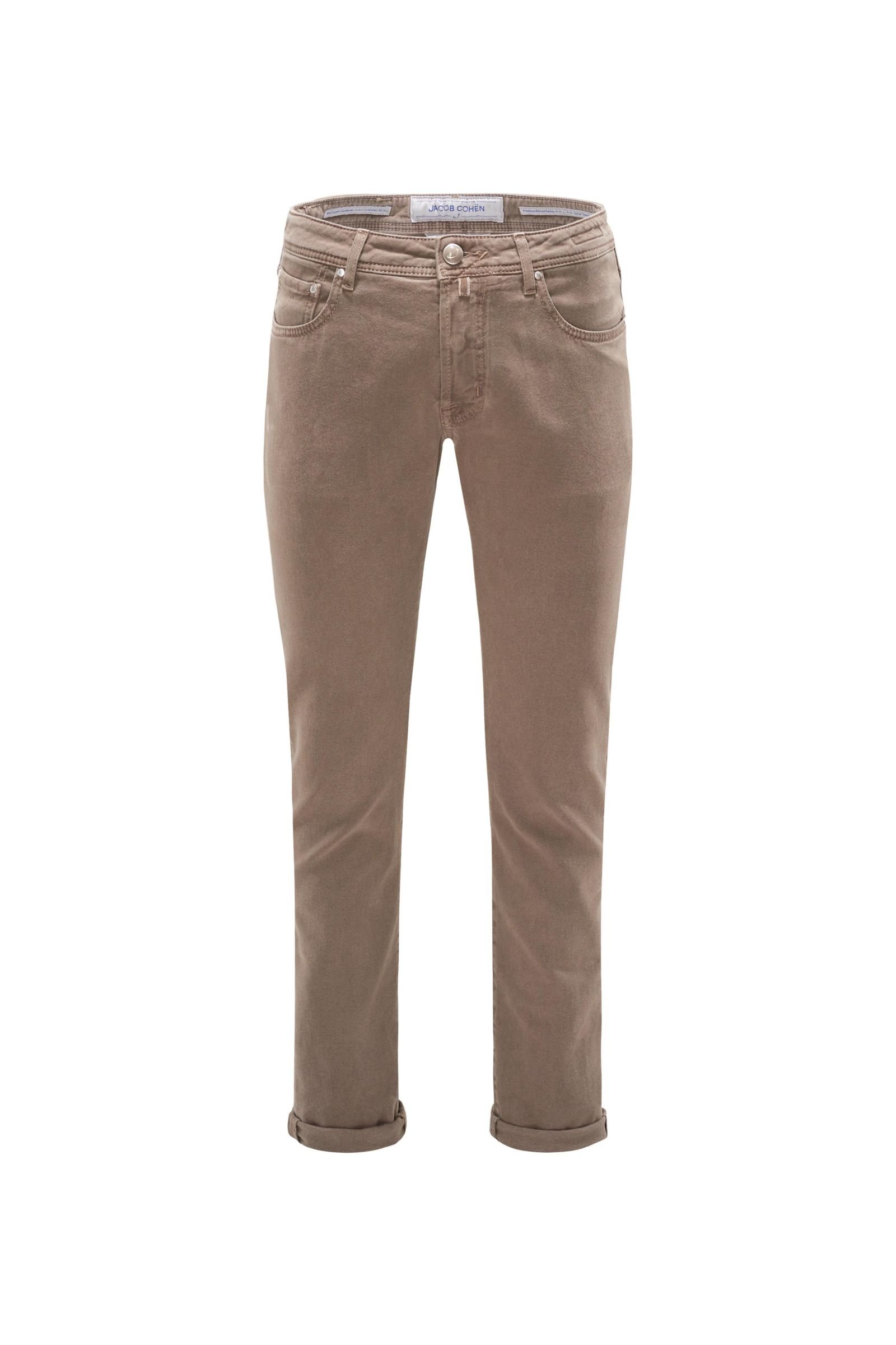 Cotton trousers 'J688 Comfort Slim Fit' grey-brown