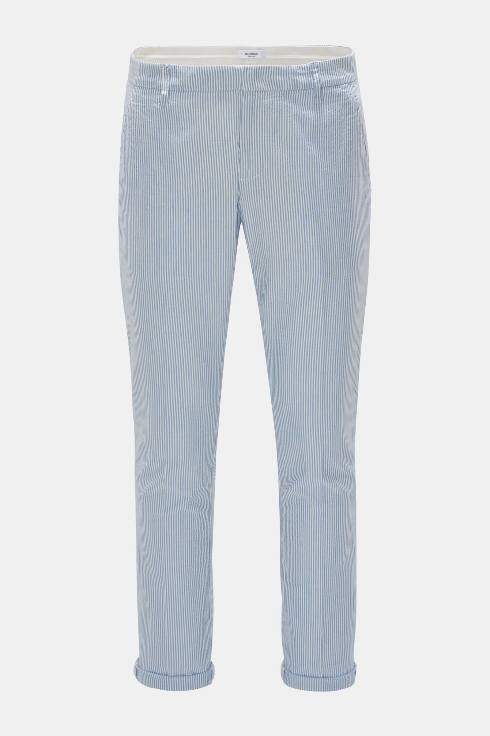 Seersucker trousers 'Gaubert' light blue/white striped