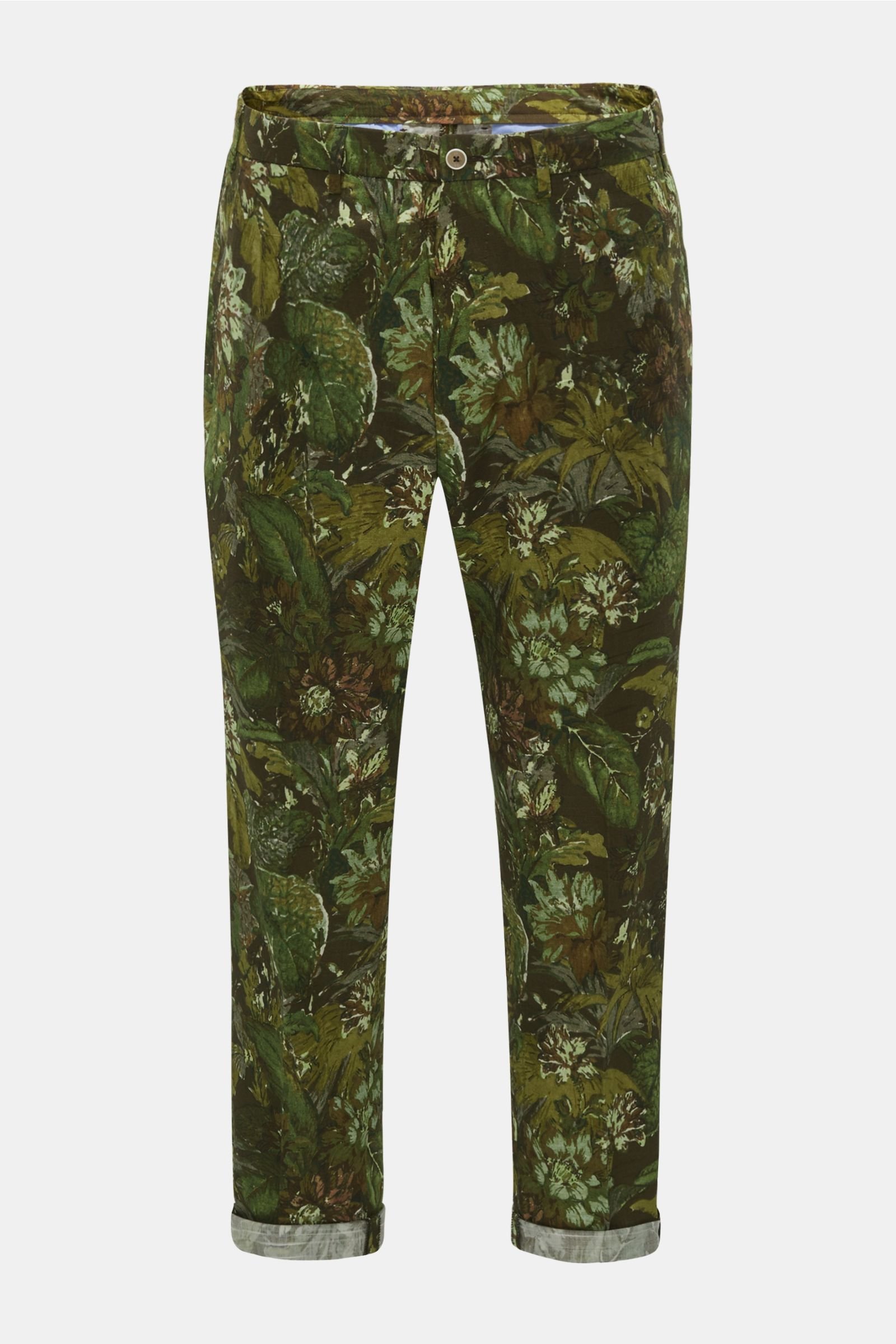 Cotton jogger pants 'Larry' green/olive patterned