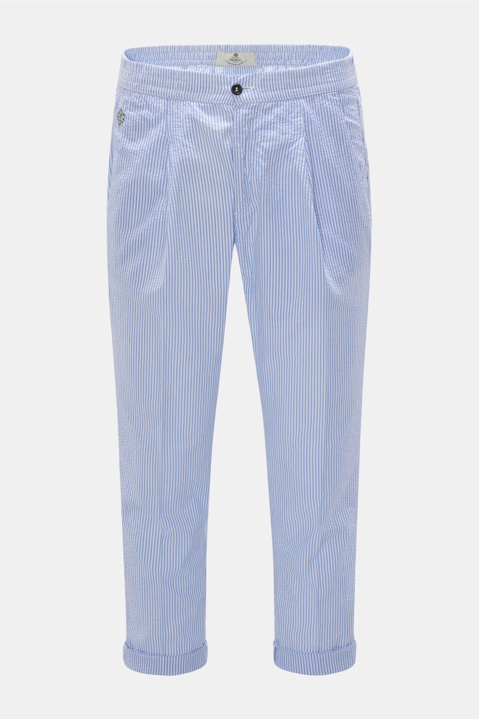 Seersucker jogger pants 'Filangieri' light blue/white striped