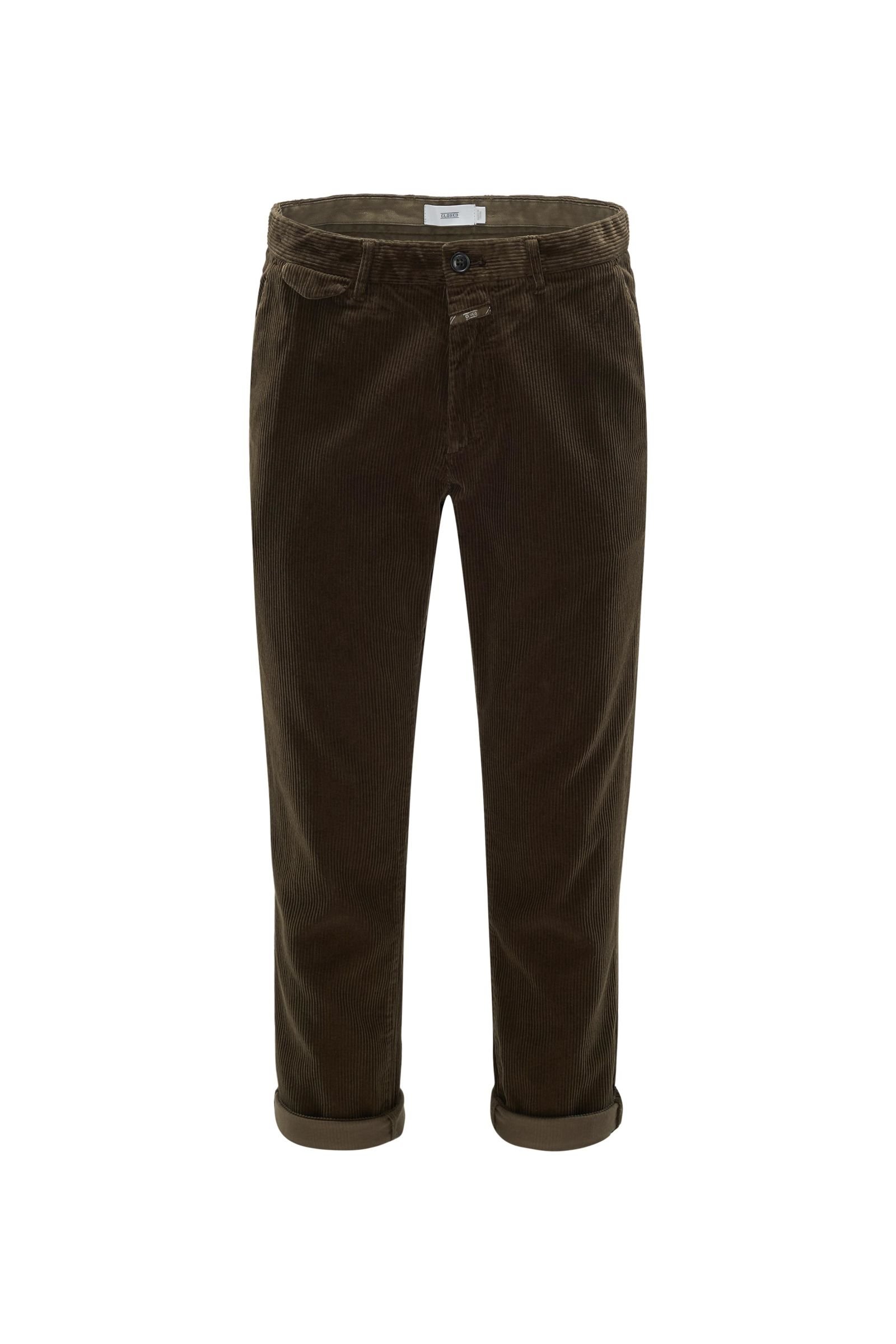 Corduroy trousers 'Atelier Cropped' dark olive