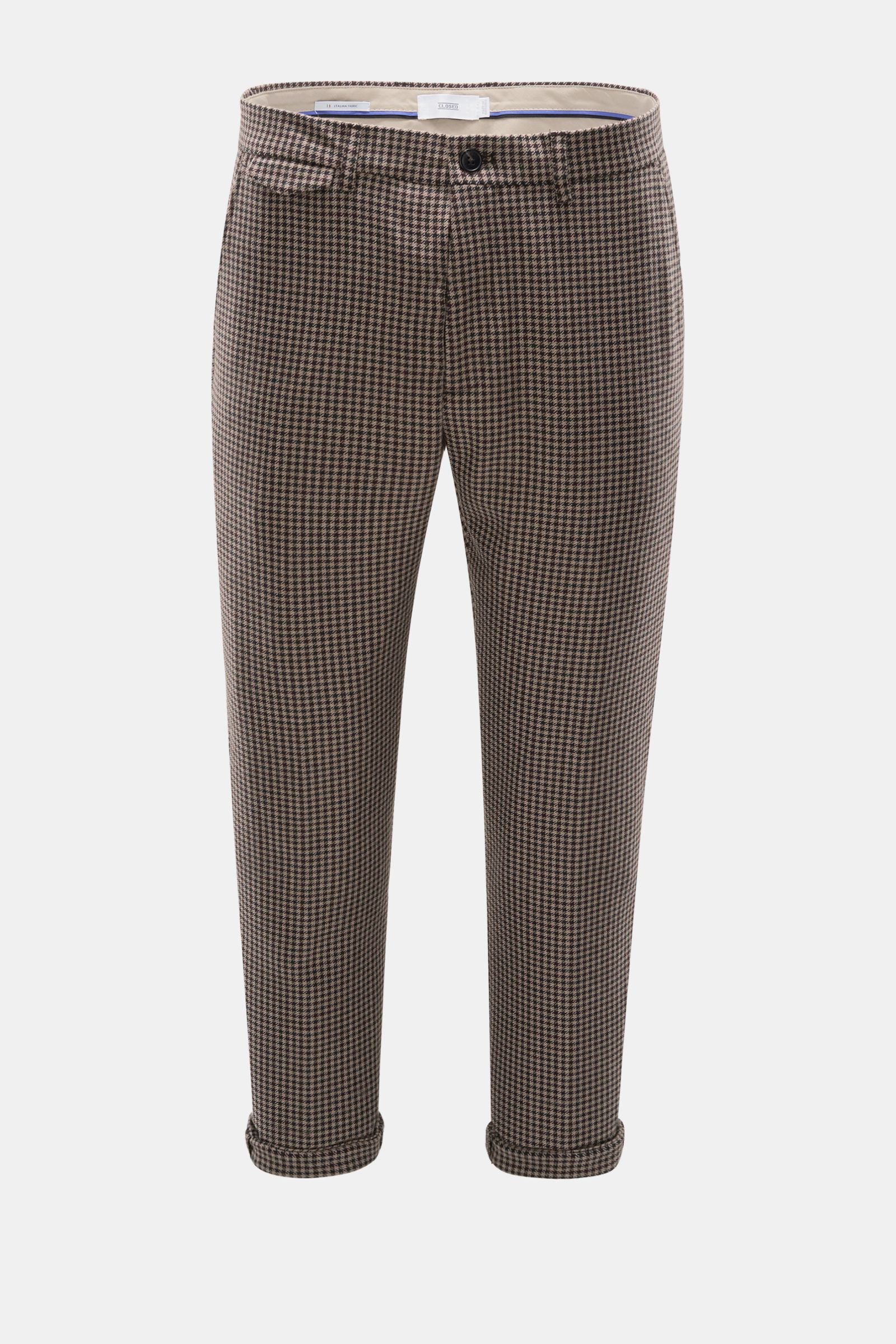 Trousers 'Atelier Tapered' beige/dark brown checked
