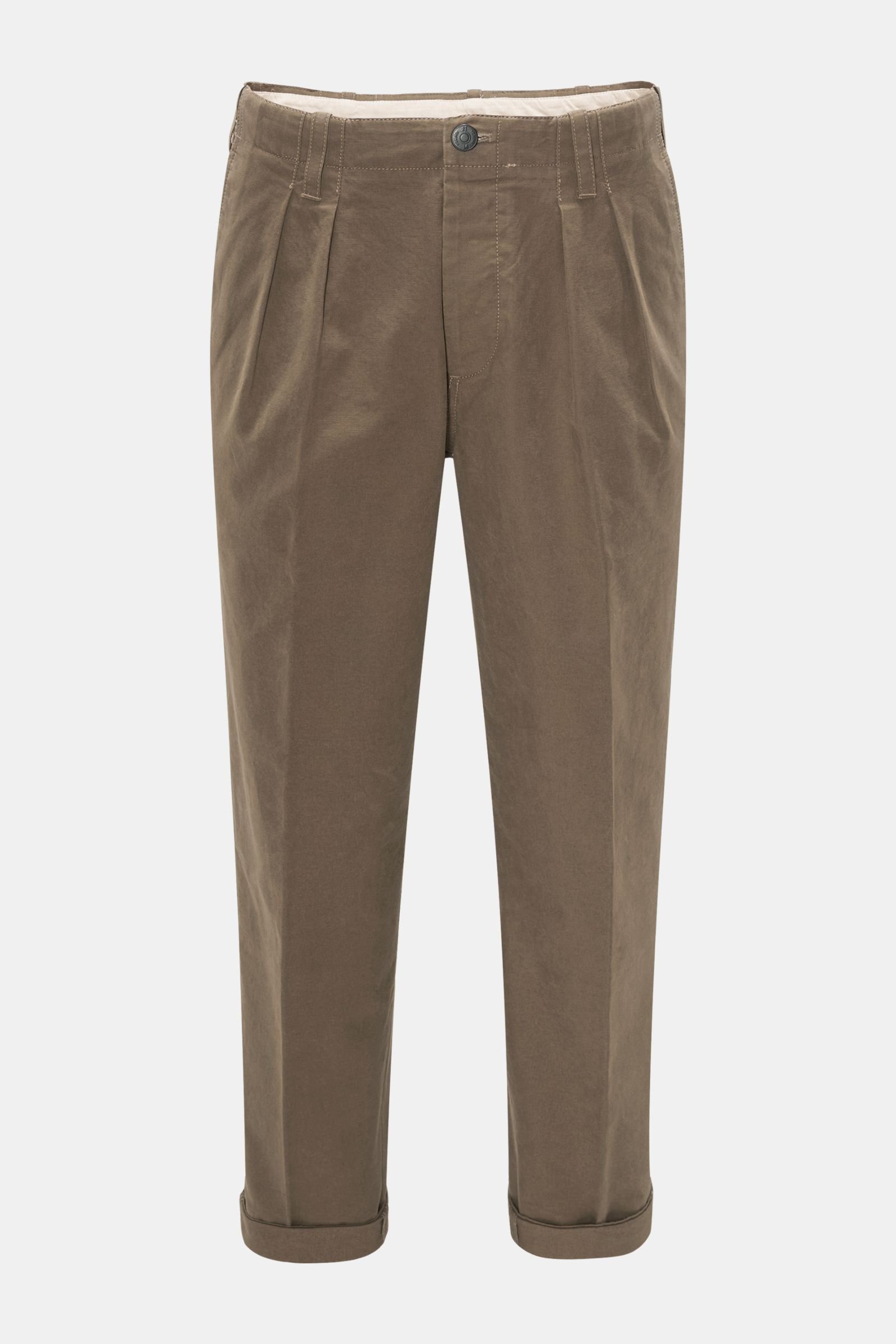 Cotton trousers 'Carrot Fit' grey-brown