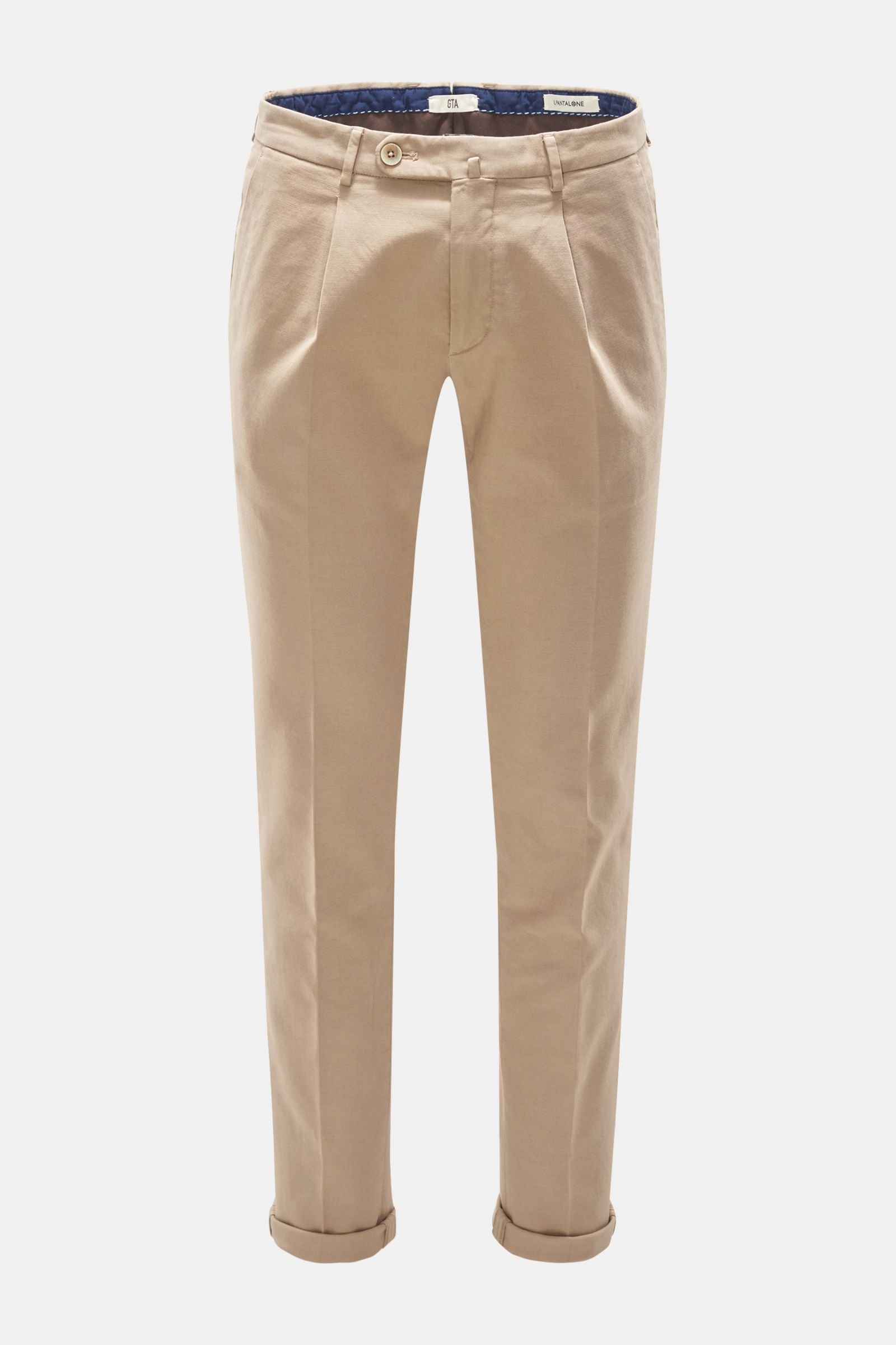 Cotton trousers 'Slim' beige