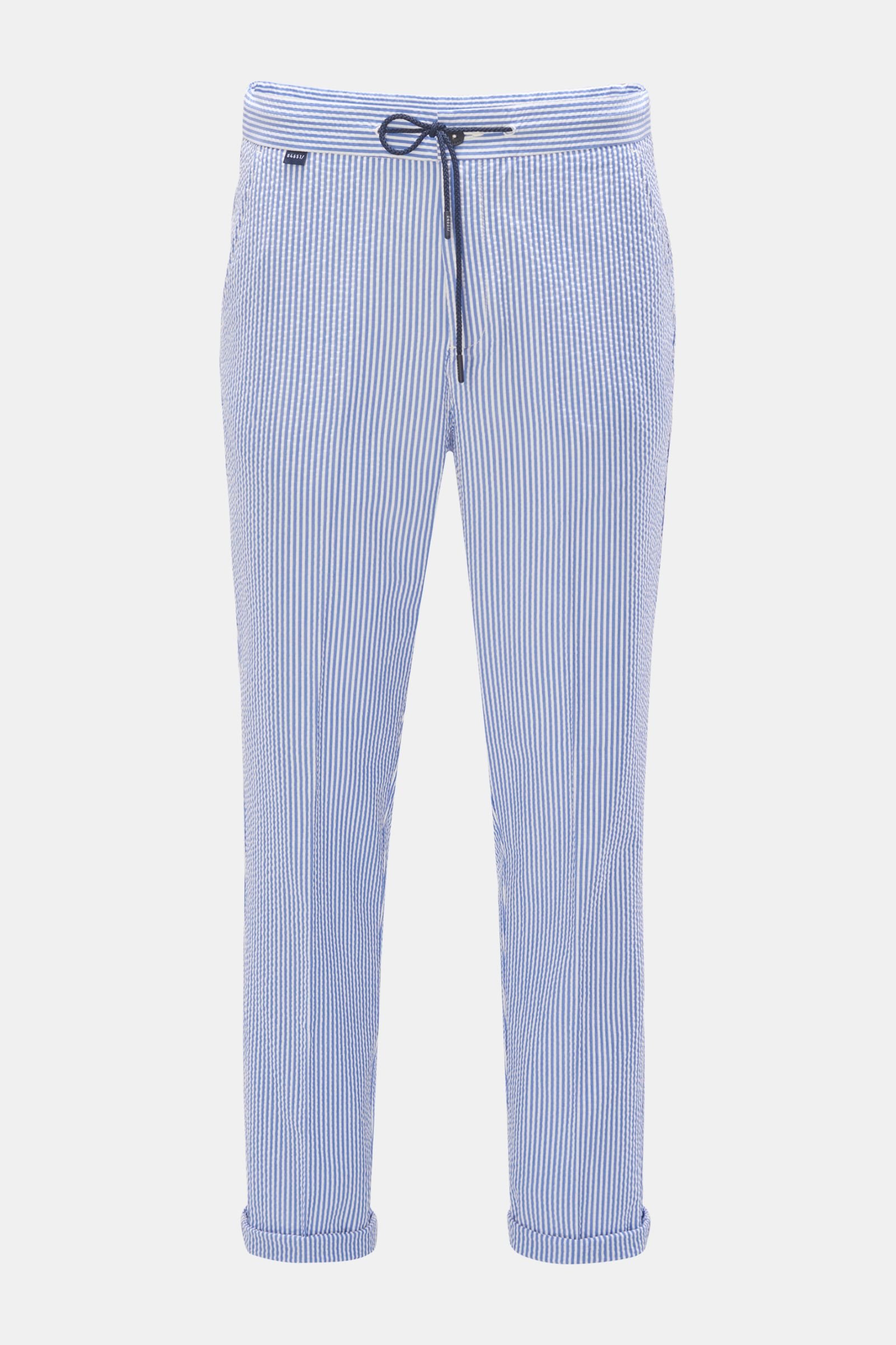 Seersucker jogger pants grey-blue/white striped