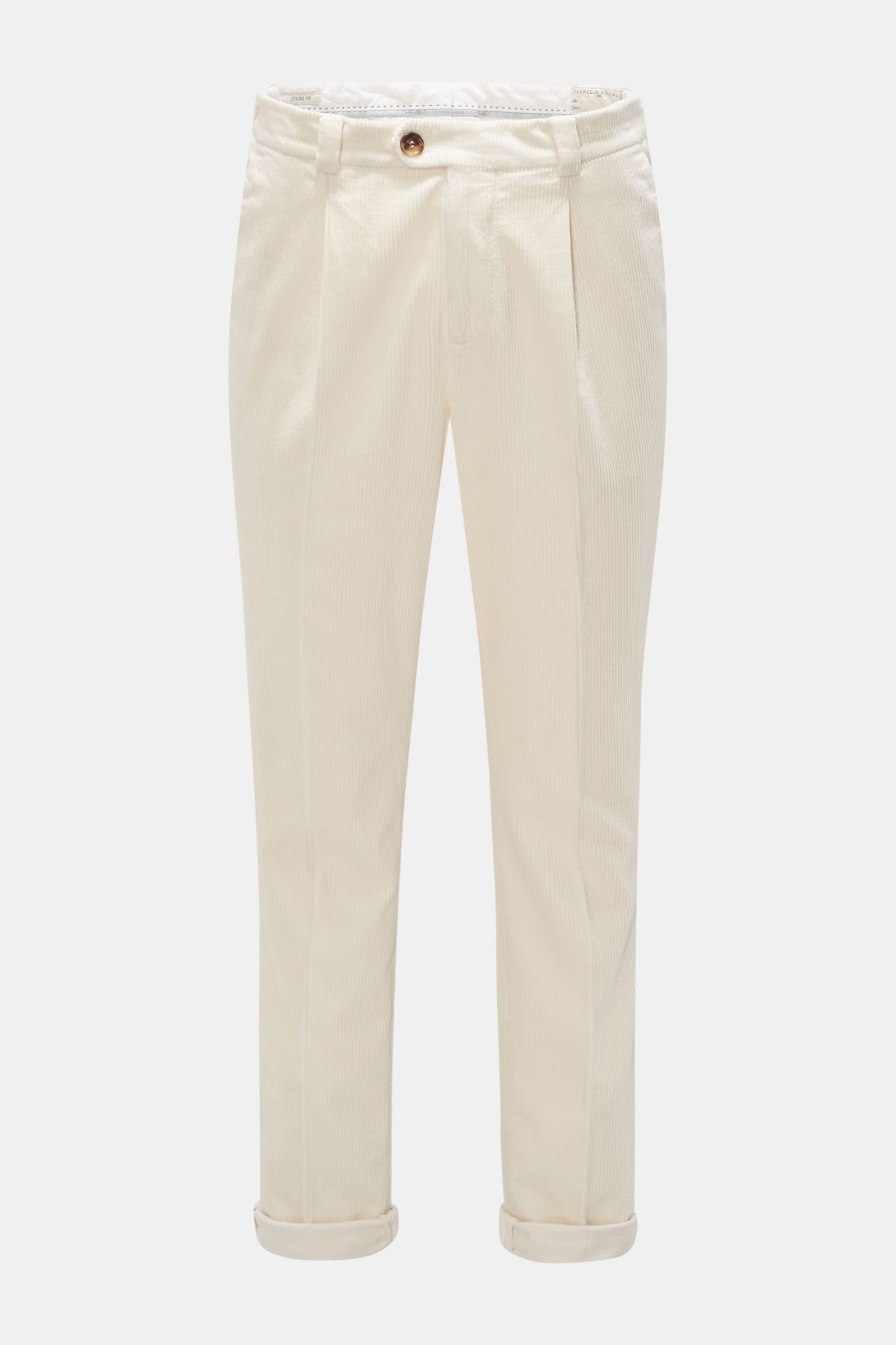 Corduroy trousers 'Leisure Fit' cream