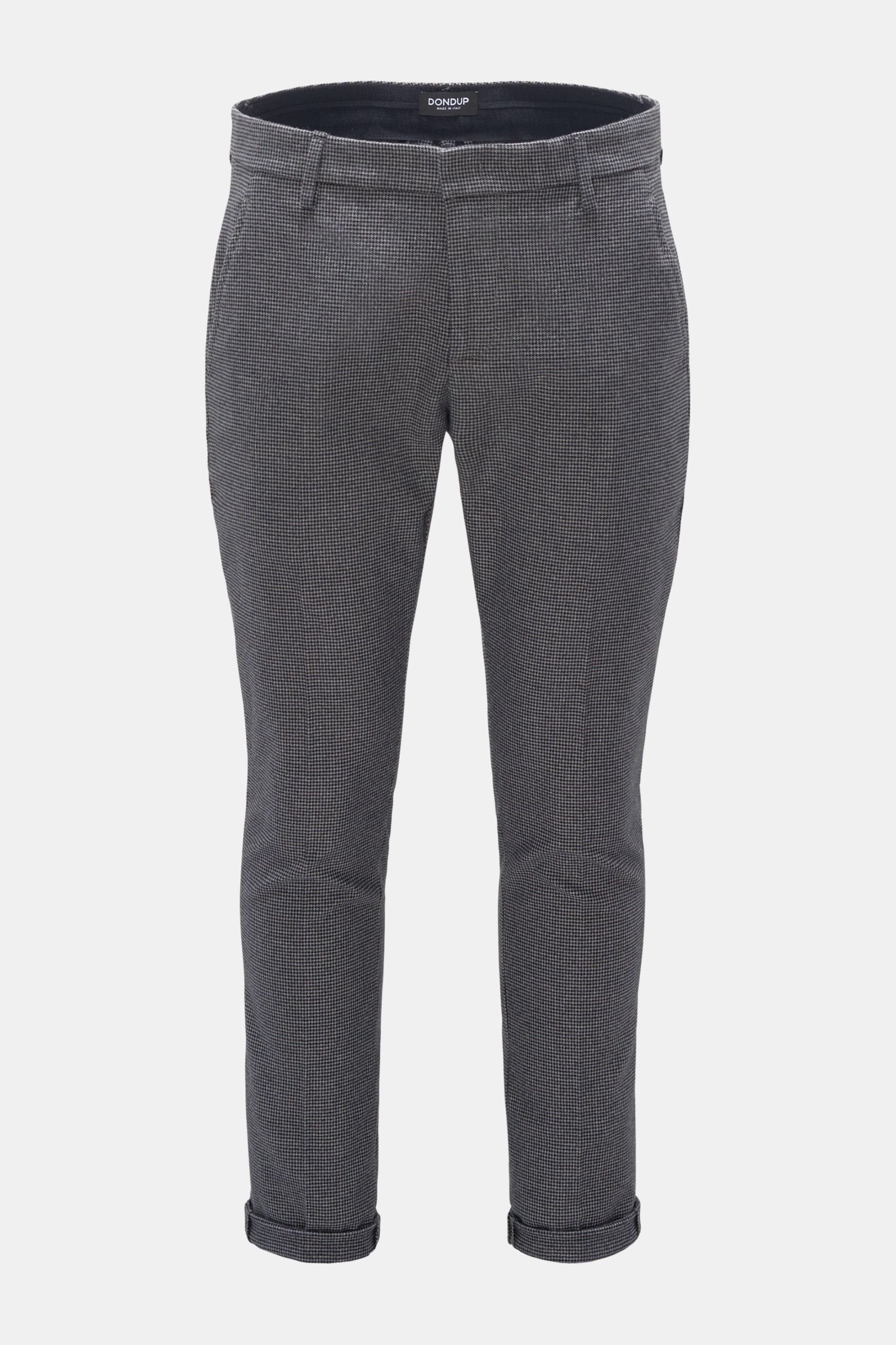 Cotton trousers 'Gaubert' dark grey/black checked
