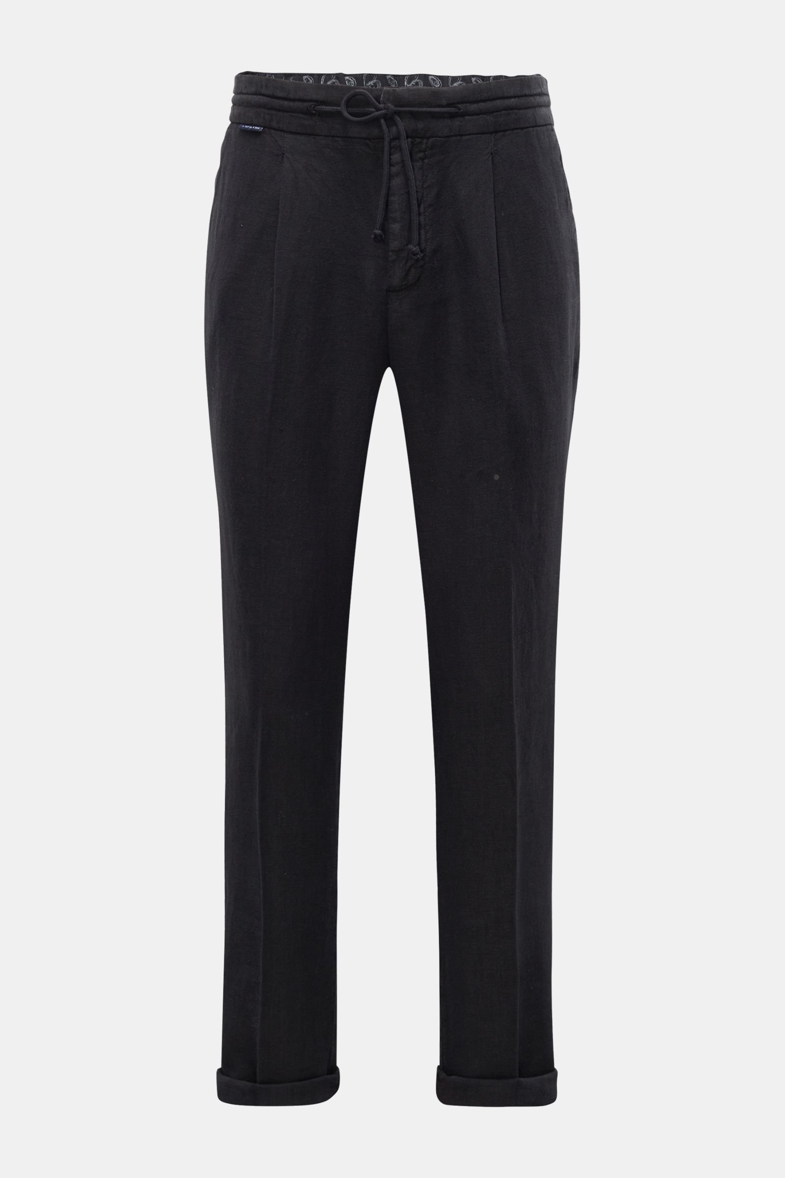 Linen jogger pants 'Linen Pleated Pant' black