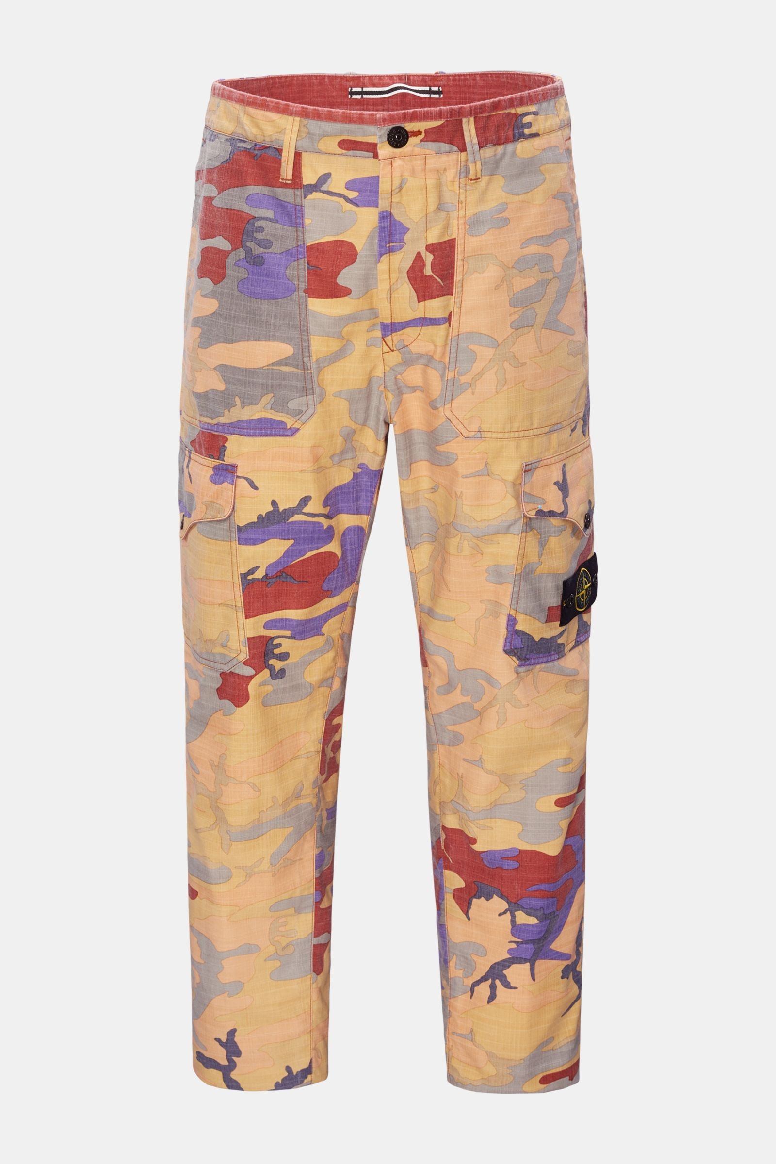Cargo trousers yellow/rust brown/purple patterned