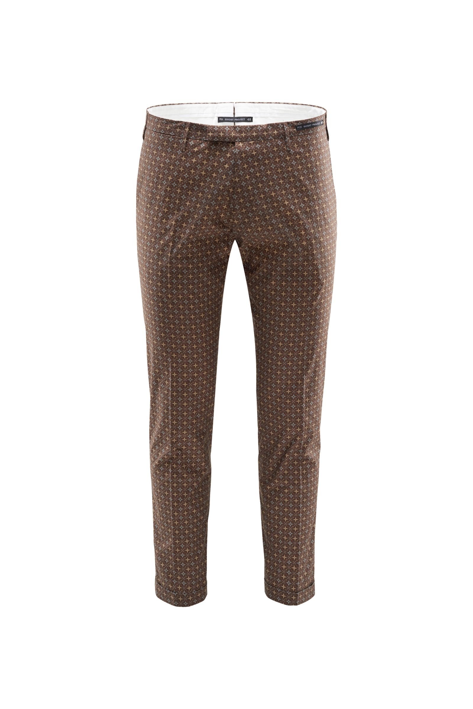 Cotton trousers 'Shade Regular Fit' brown patterned