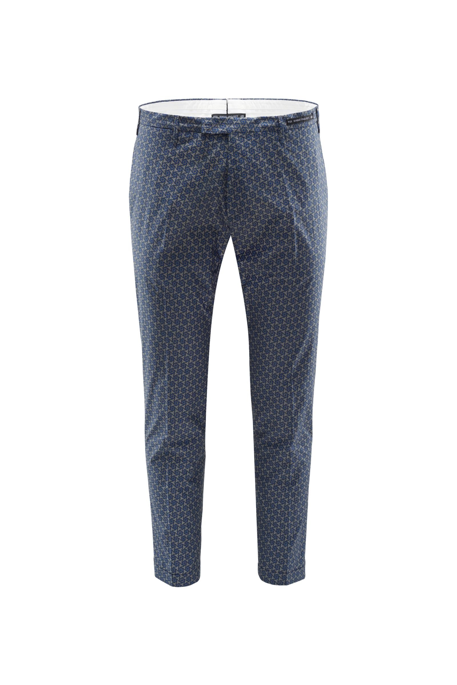 Cotton trousers 'Shade Regular Fit' blue patterned