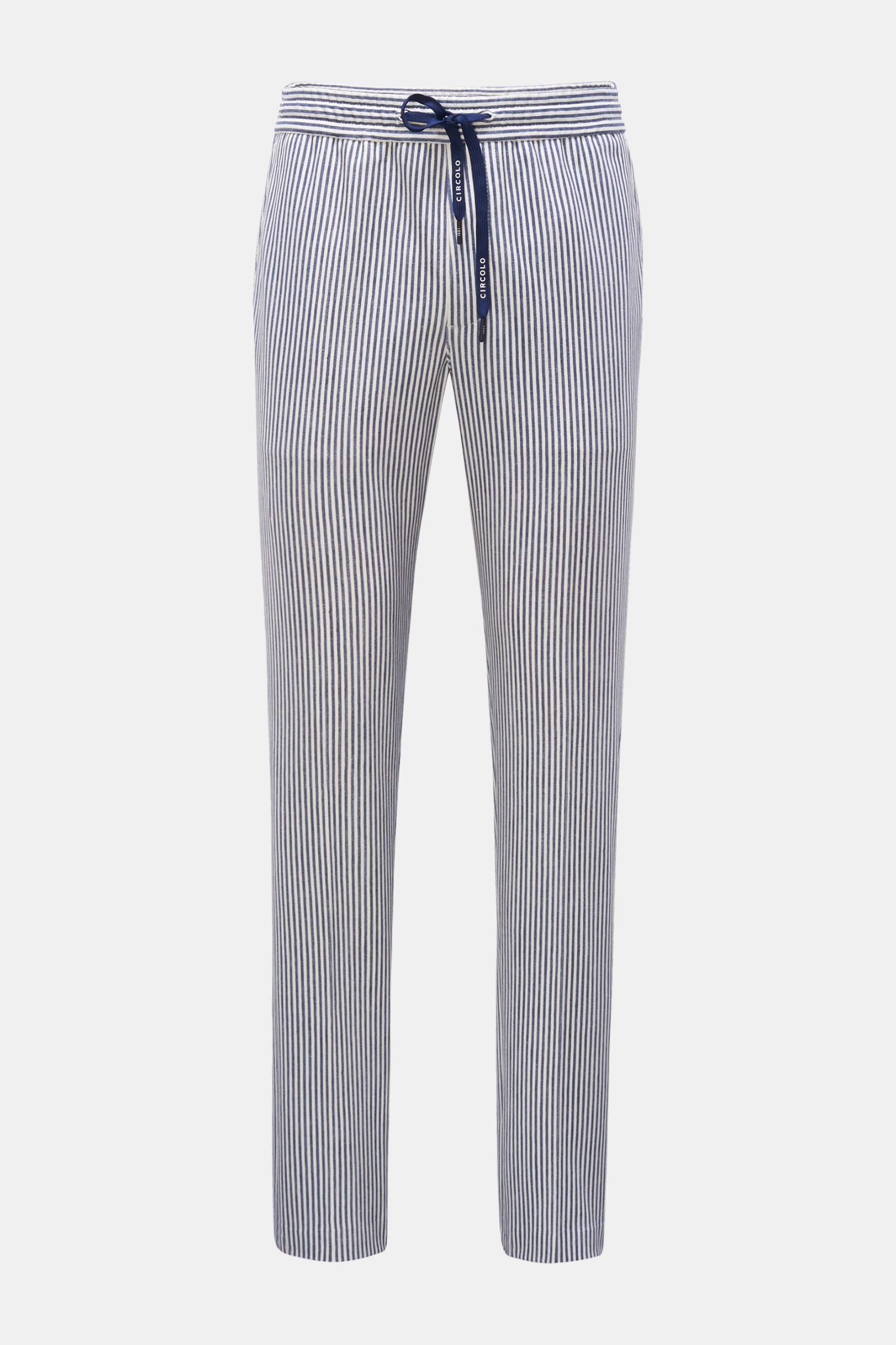 Jersey jogger pants grey-blue/white striped