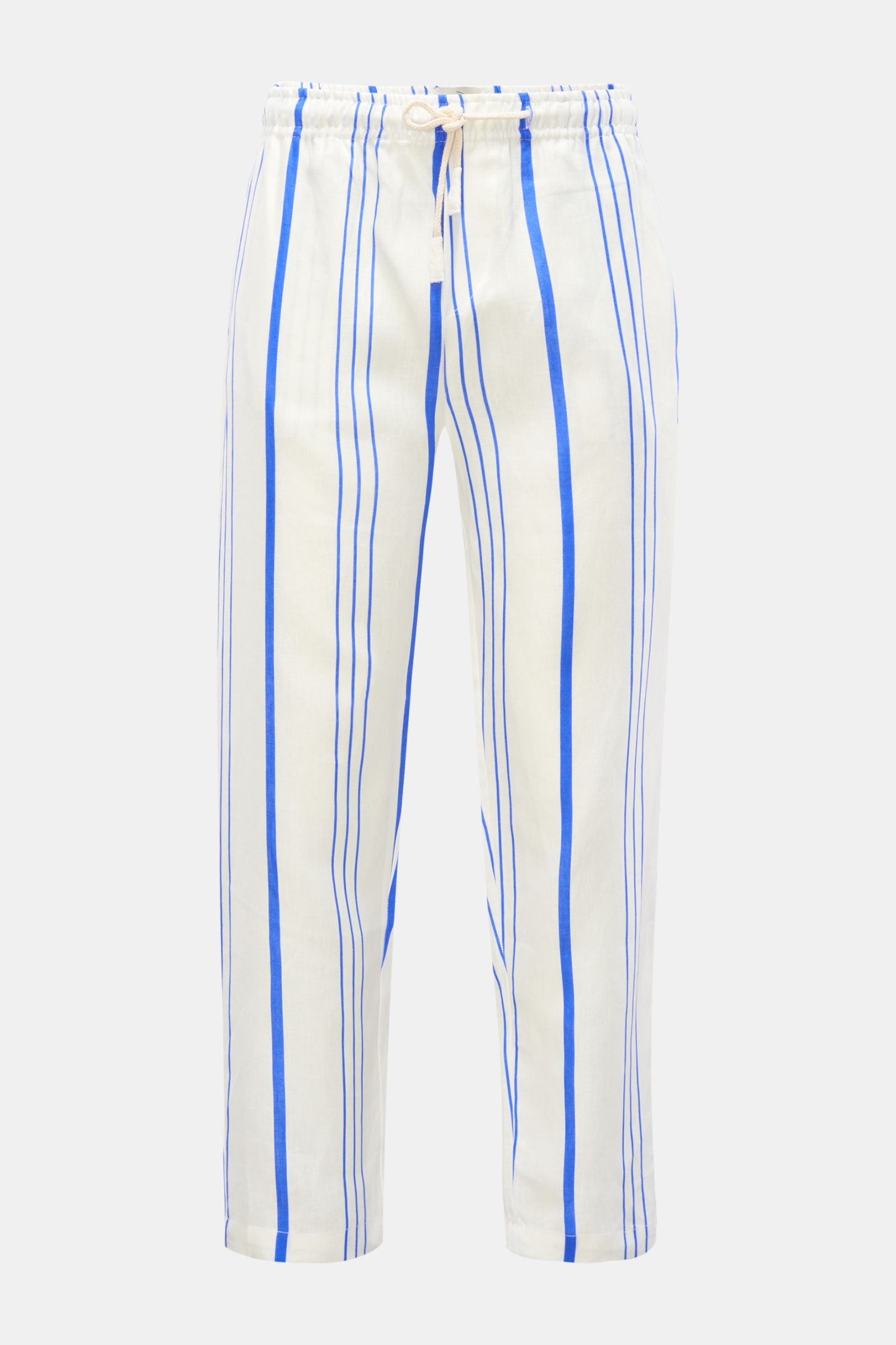 Linen jogger pants off-white/blue striped