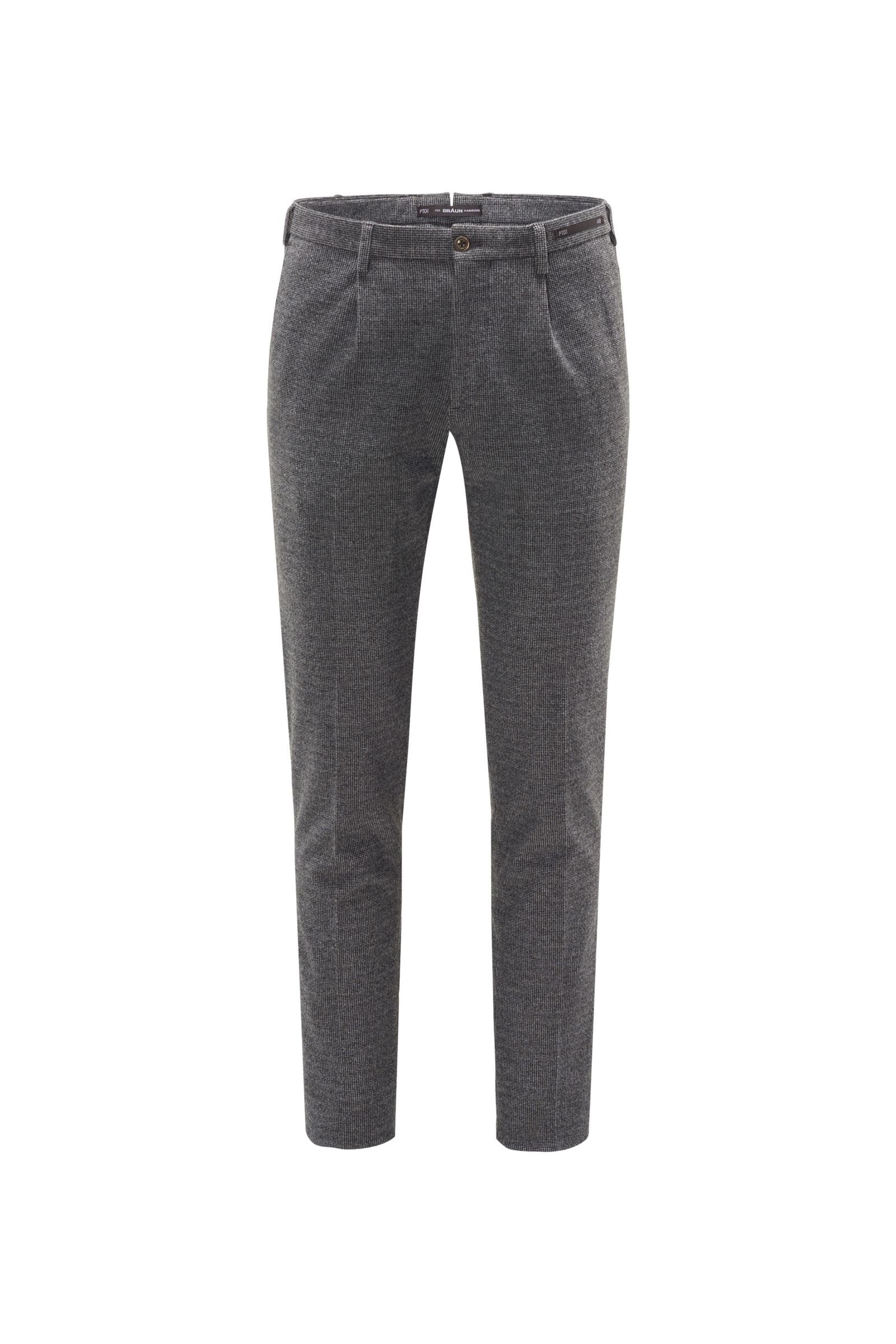 Flannel trousers 'Preppy Fit' grey patterned