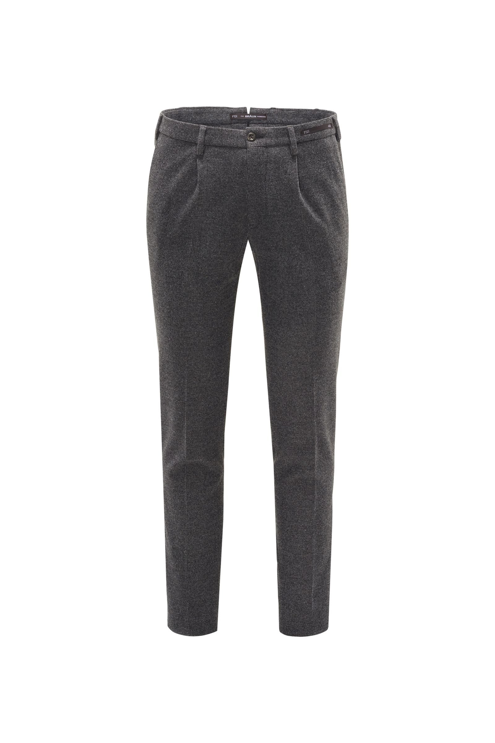 Flannel trousers 'Preppy Fit' dark grey patterned