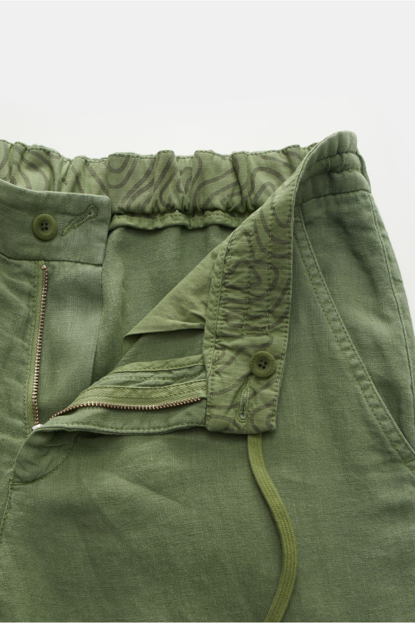 04651/ A trip in a bag Leinen-Joggpants 'Linen Pants' grün