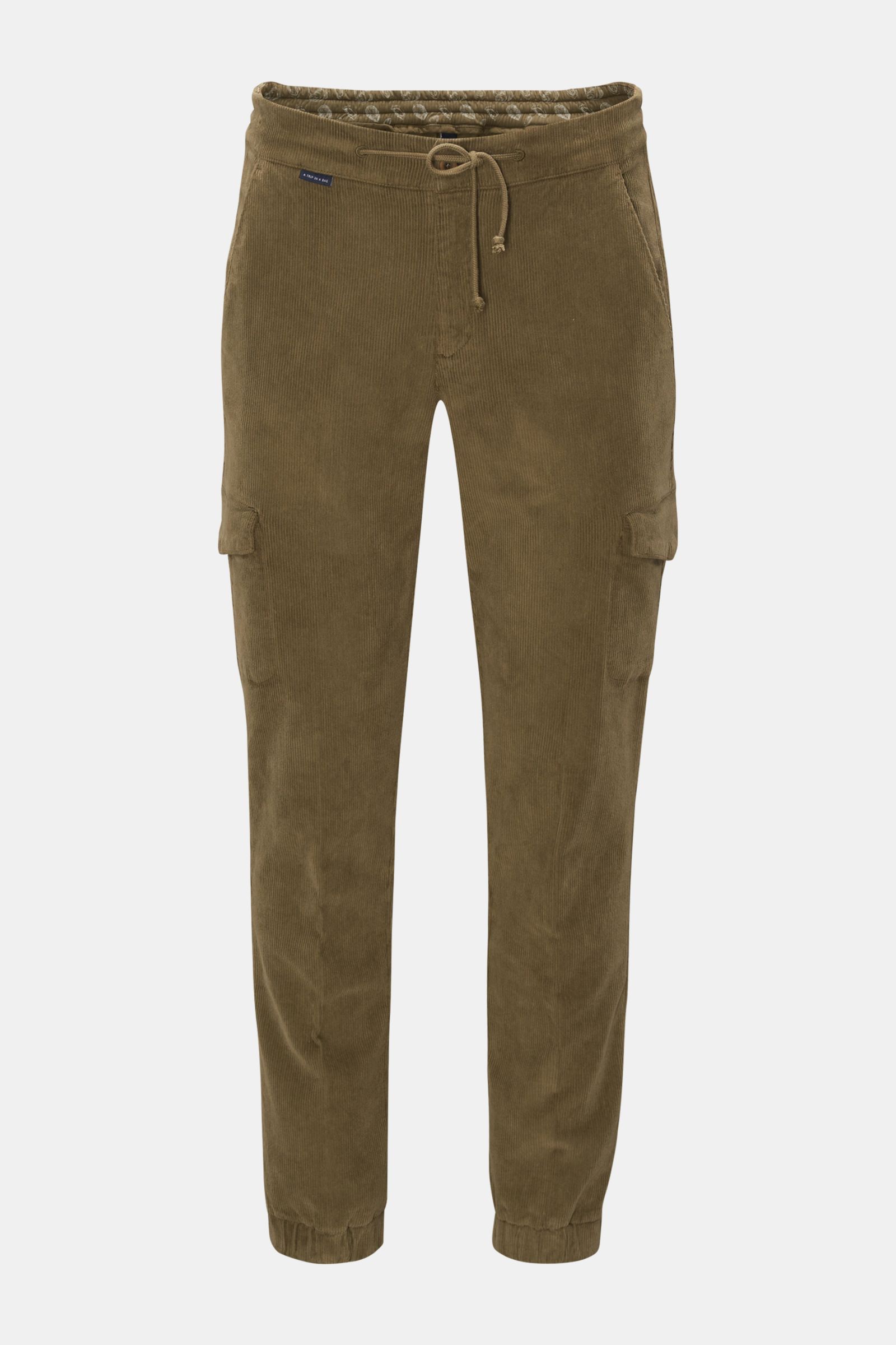 04651/ A trip in a bag Corduroy jogger pants 'Smart Cord Cargo' olive