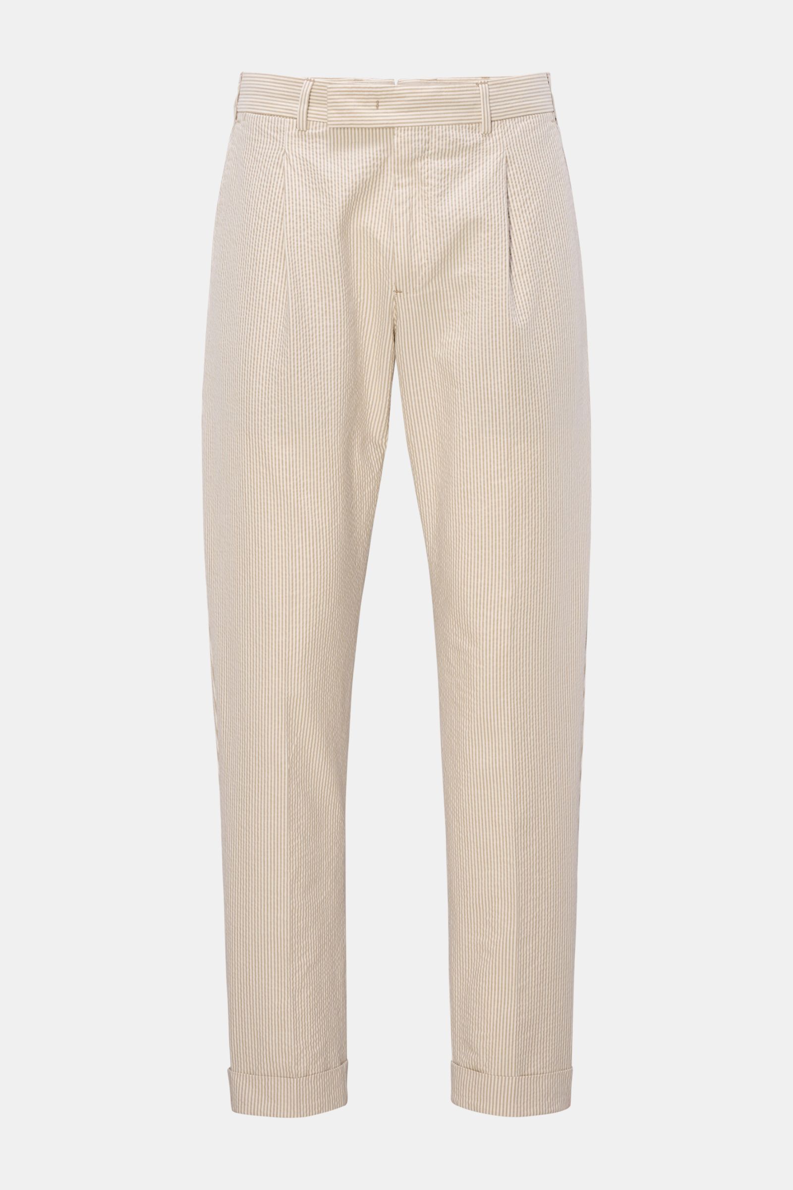 PT Torino Seersucker-Hose 'Rebel Fit' beige/offwhite gestreift