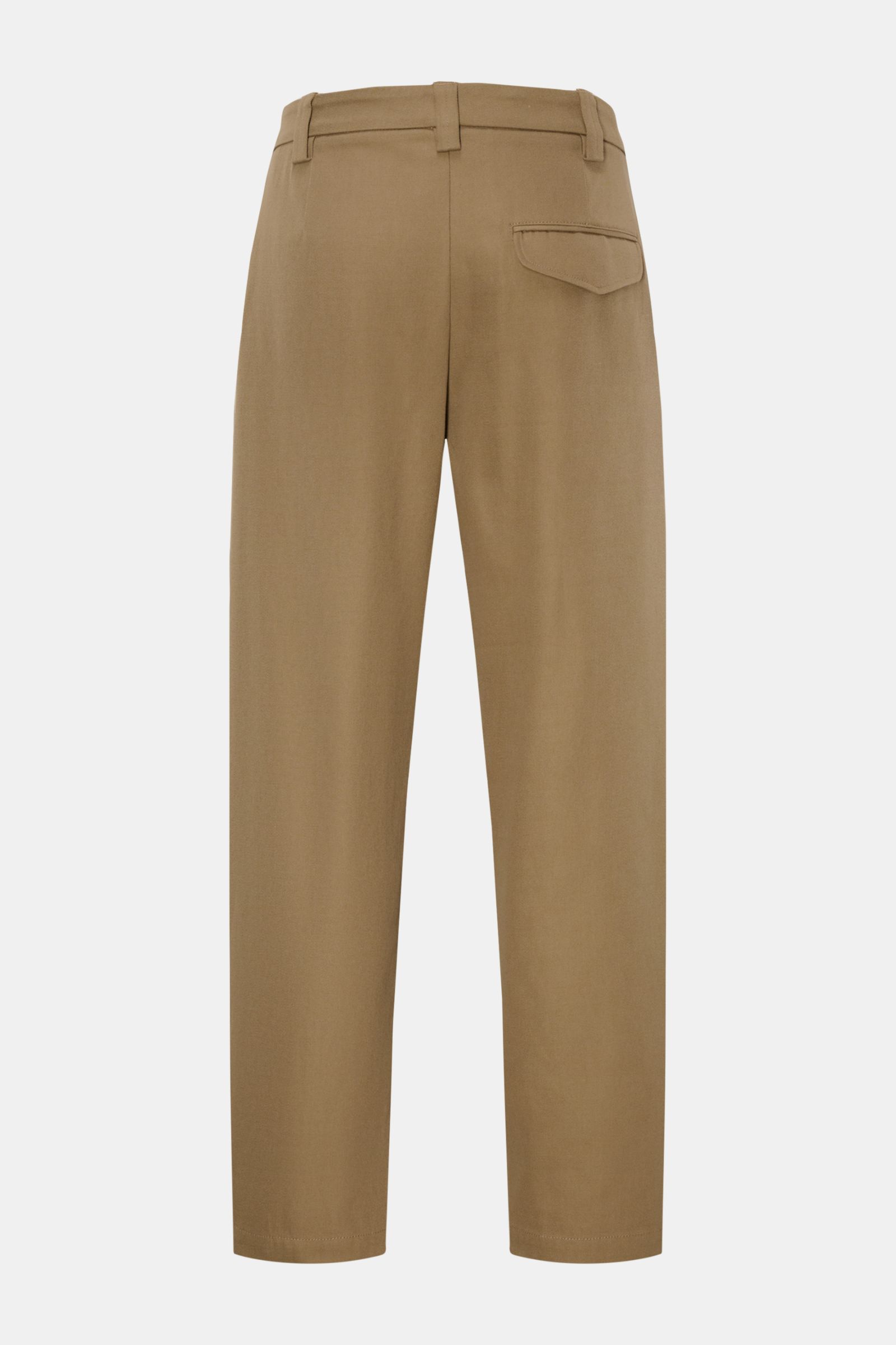 A.P.C. Baumwollhose 'Renato' oliv, Rückansicht; Twill, griffig, Tapered Fit, hohe Bundhöhe, Gesäßtasche mit Patte, knöchellang.