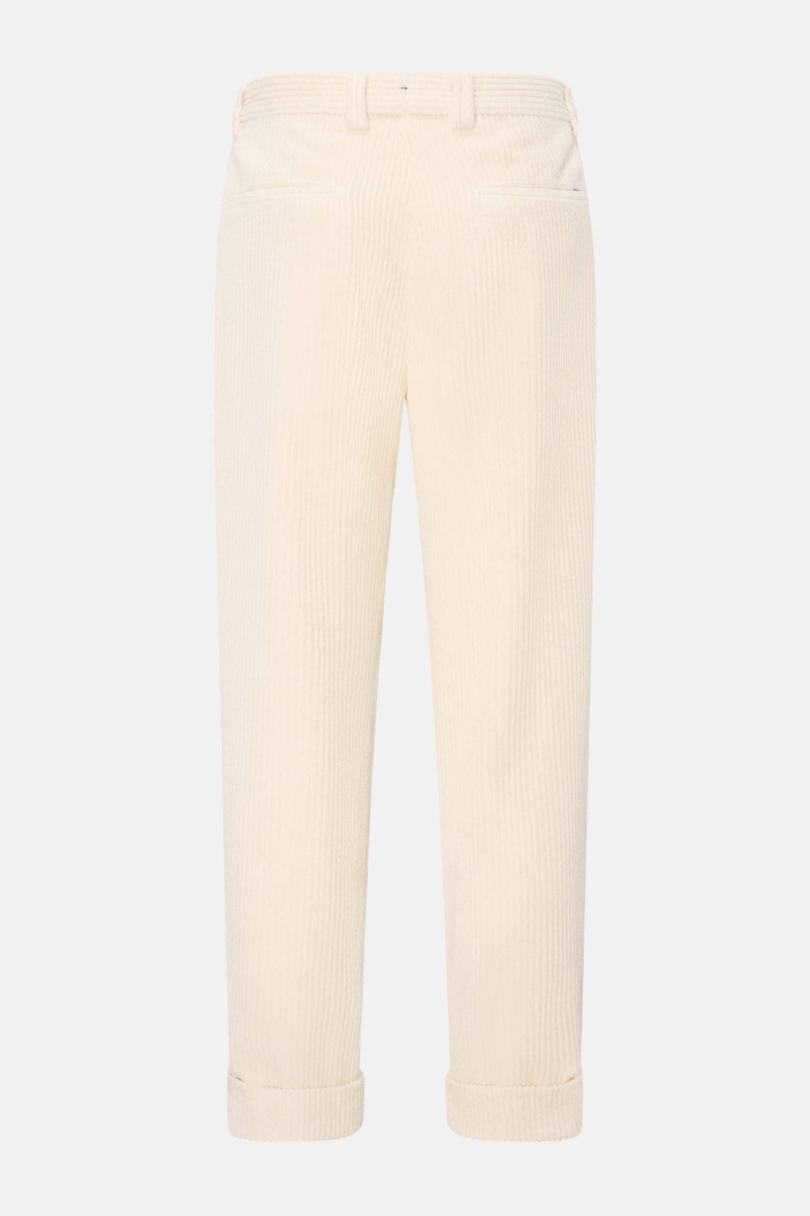 Berwich Cordhose 'Chiaia' creme im Rücken, knöchellang, schmal zulaufend, Breitcord aus Baumwolle, Taschen seitlich und am Gesäß, Saumaufschlag.