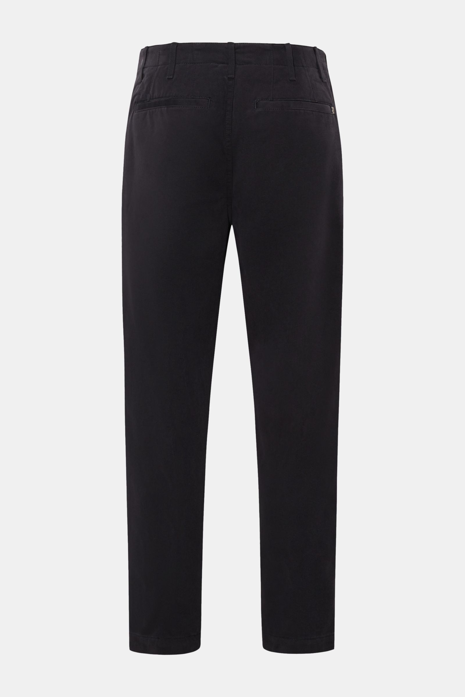 Dondup Baumwollhose 'Zyan' navy, Rückansicht, weicher Baumwollvelours, Tapered Fit, kurzer Schnitt, französische und paspelierte Taschen, Metall-Initial.