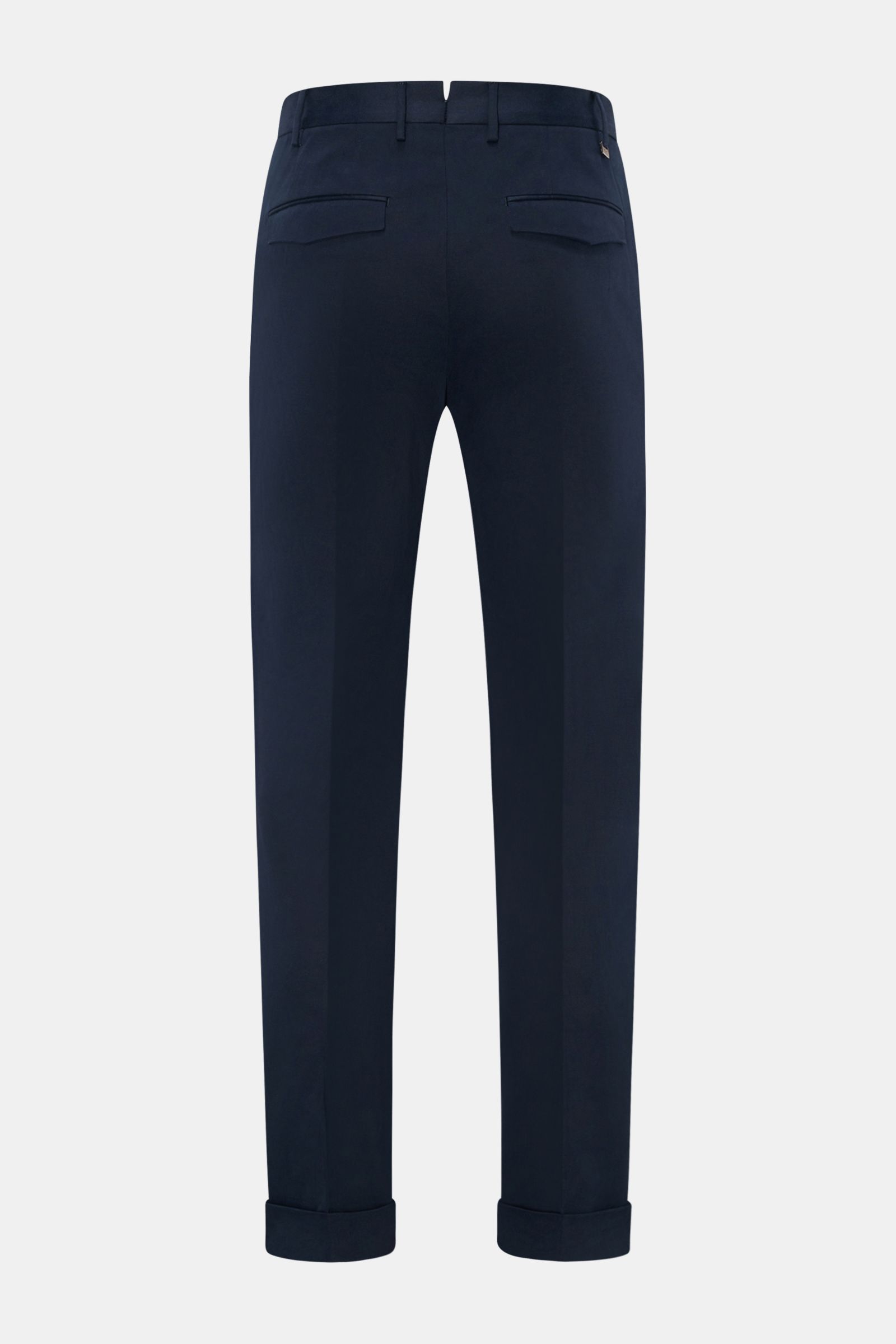 PT Torino Baumwollhose 'Master Fit' navy, Rückansicht, Slim Fit, weicher Griff, Gabardine mit Stretch, Saumaufschlag, französische Taschen, geknöpfte Patten.