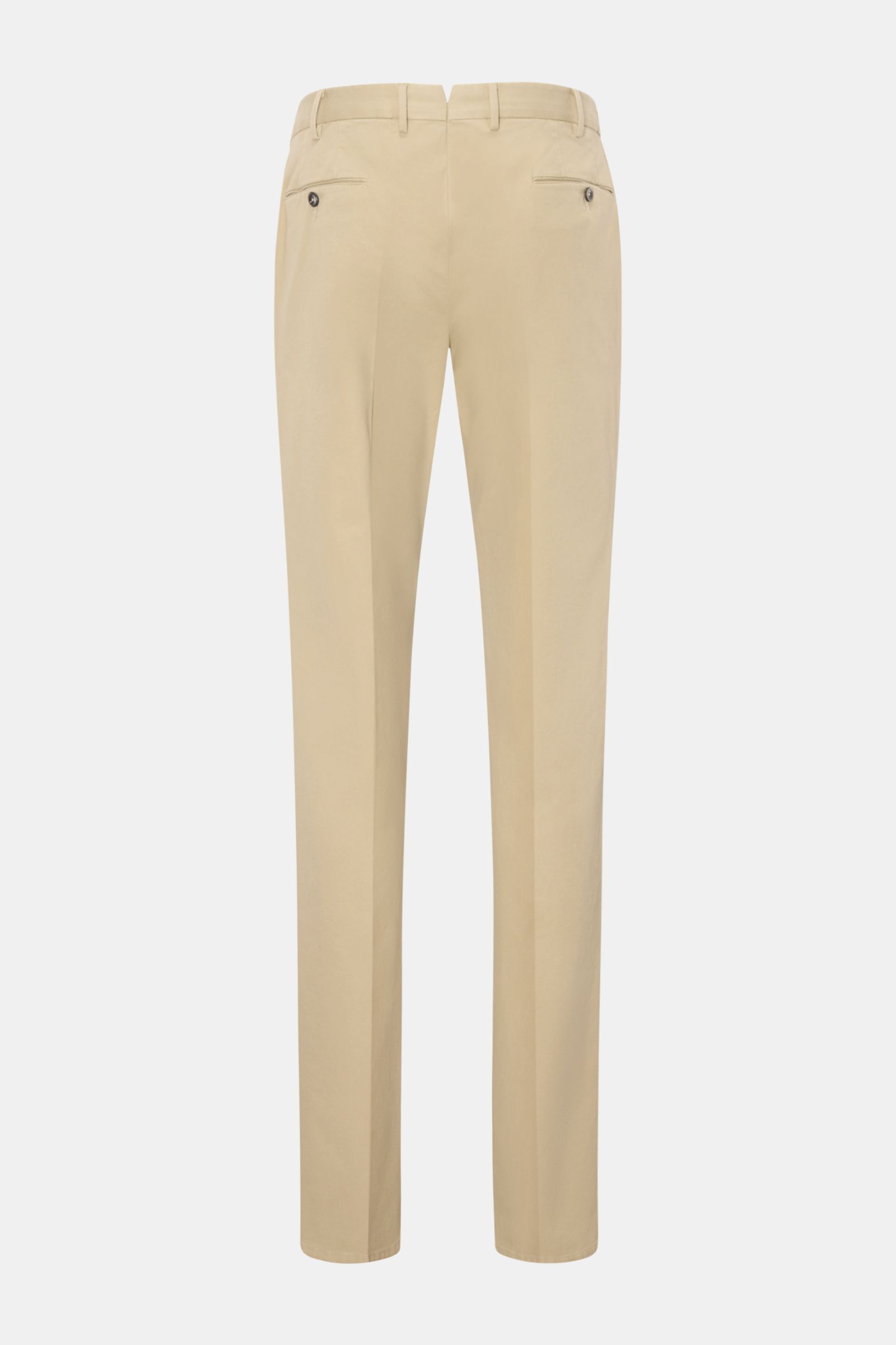 PT Torino Chino 'Slim Fit' beige von hinten, aus Baumwolltwill mit leichtem Stretch, schmal zulaufend, mit Reißverschluss, Bundknöpfen, französischen Taschen.