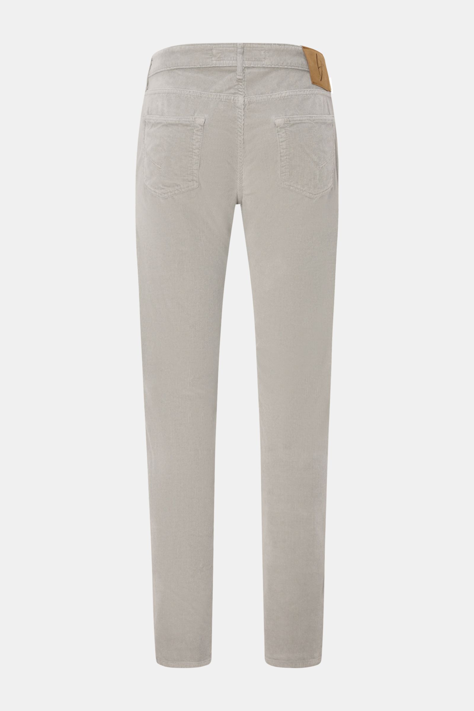HandPicked Cordhose 'Parma' hellgrau, Rückansicht, Slim Fit Cordhose aus Baumwolle/Modal mit Button Fly, französischen Taschen, Münztasche, Leather Patch.
