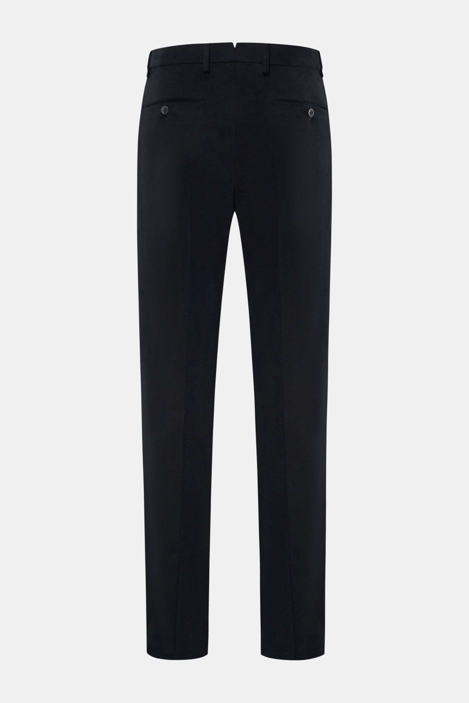 GTA Chino 'Federico' dark navy Rückansicht, Twill aus Baumwolle, leicht elastisch, weicher Griff, Regular Fit, schmal zulaufend, Bundknopf, Reißverschluss, französische Taschen, paspelierte Gesäßtaschen mit Knopf, elastischer Bund.