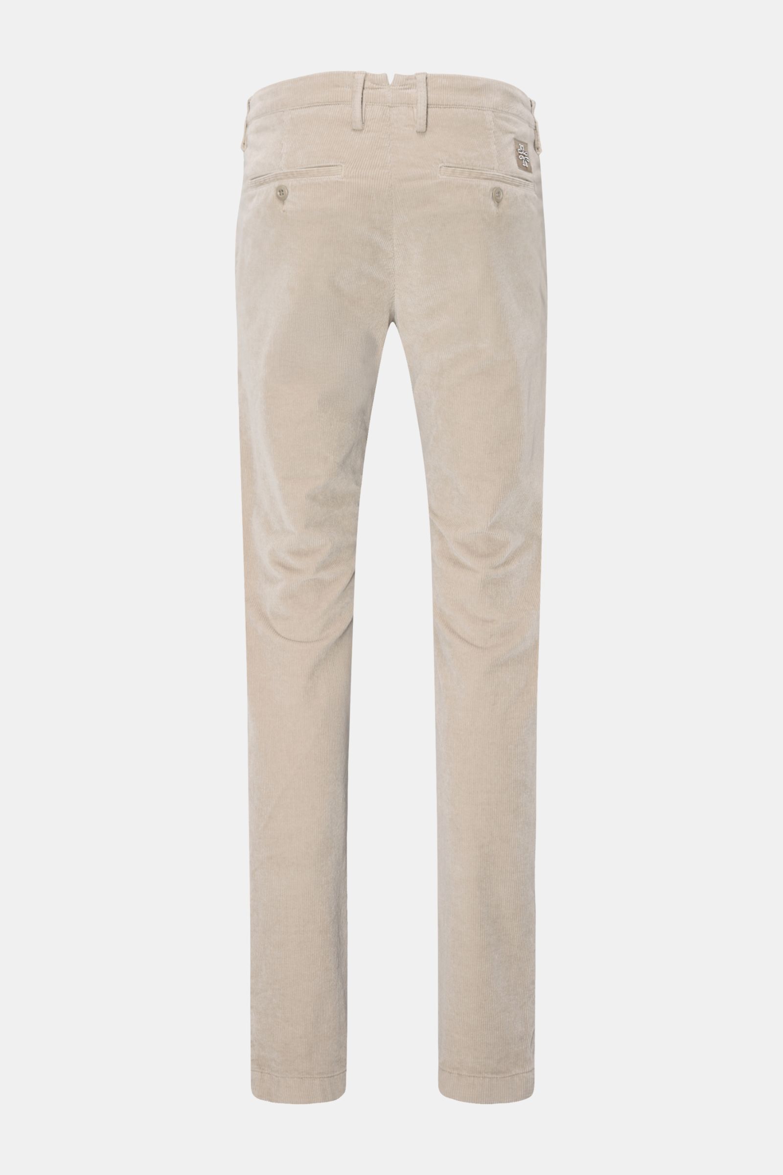 Jacob Cohen Cordhose 'Bobby' sand, Rückansicht, elastischer Cord aus Baumwolle und Modal, Slim Fit, französische Taschen, Veloursleder-Patch, Metall-Logo.